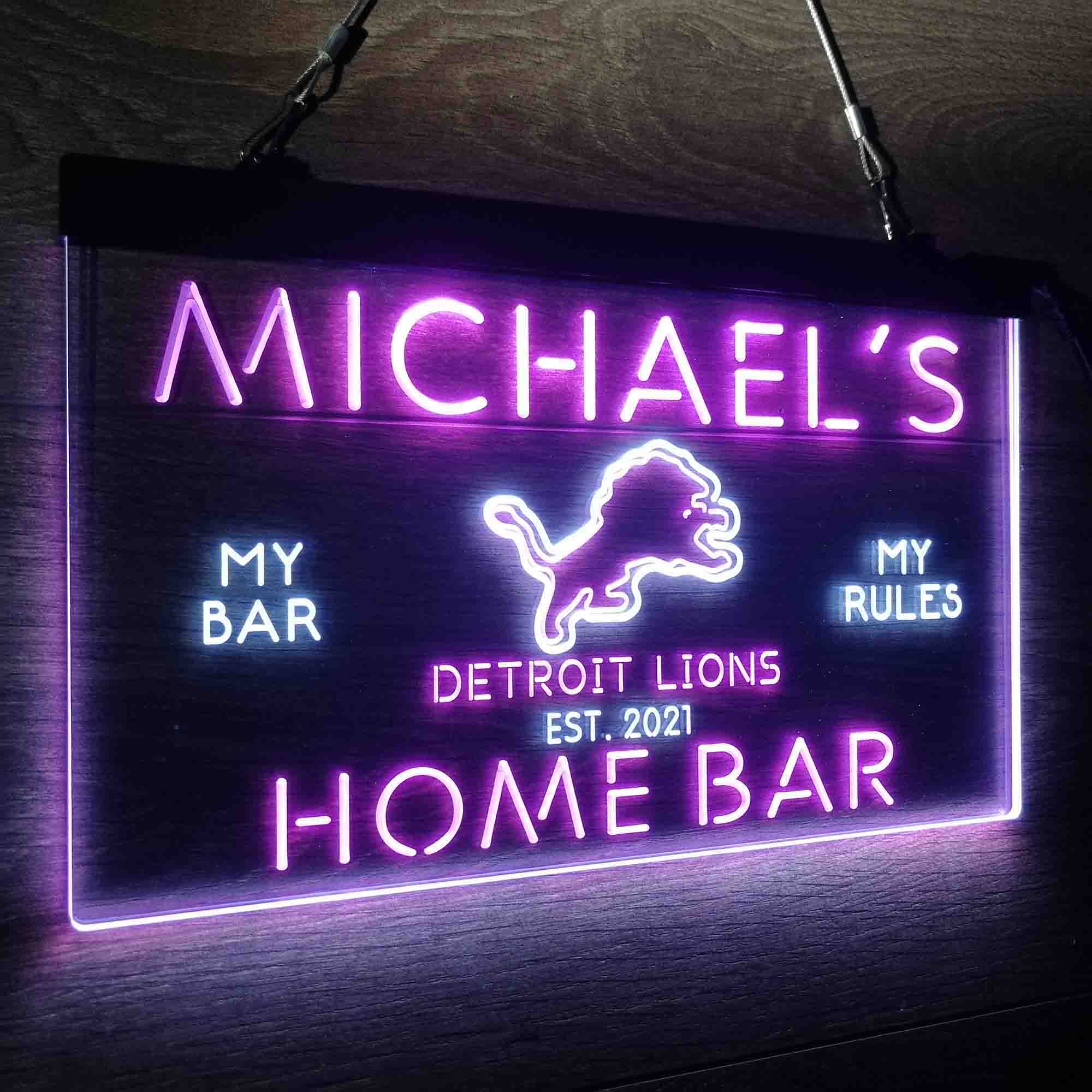 Personalized Detroits Lion Football Bar Neon-Like LED Sign - ProLedSign