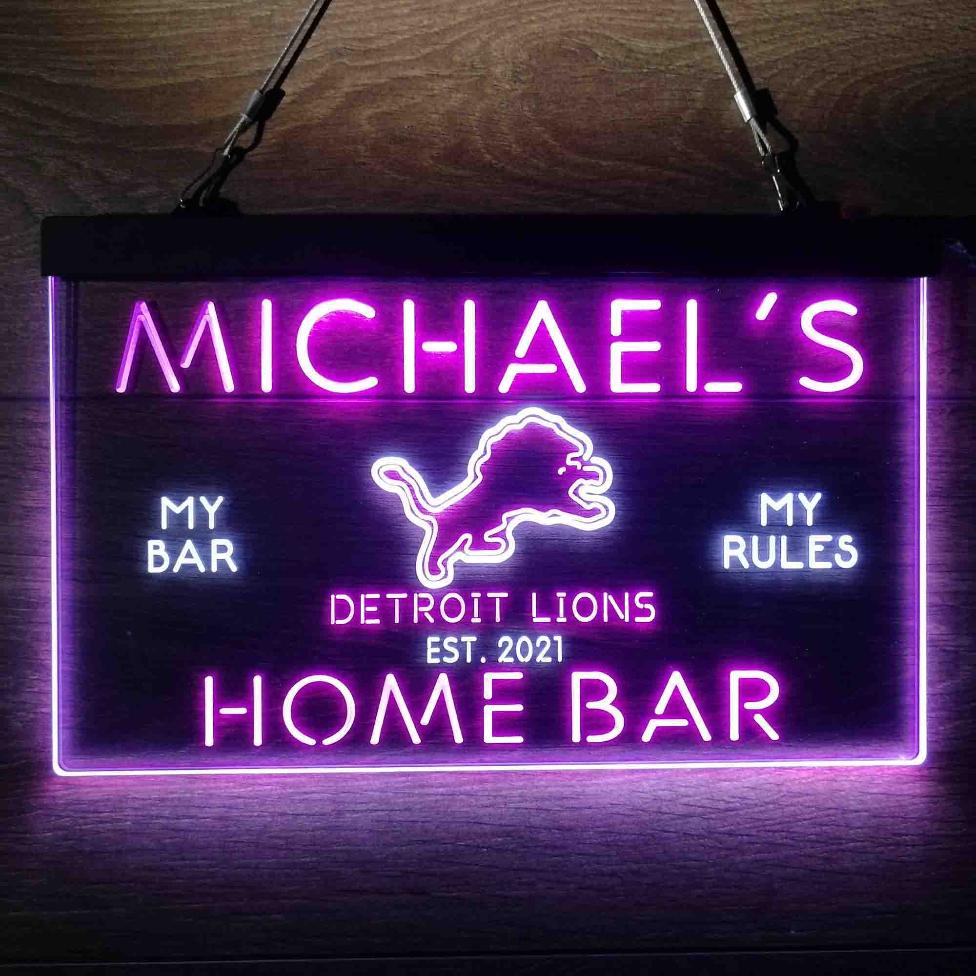 Personalized Detroits Lion Football Bar Neon-Like LED Sign - ProLedSign
