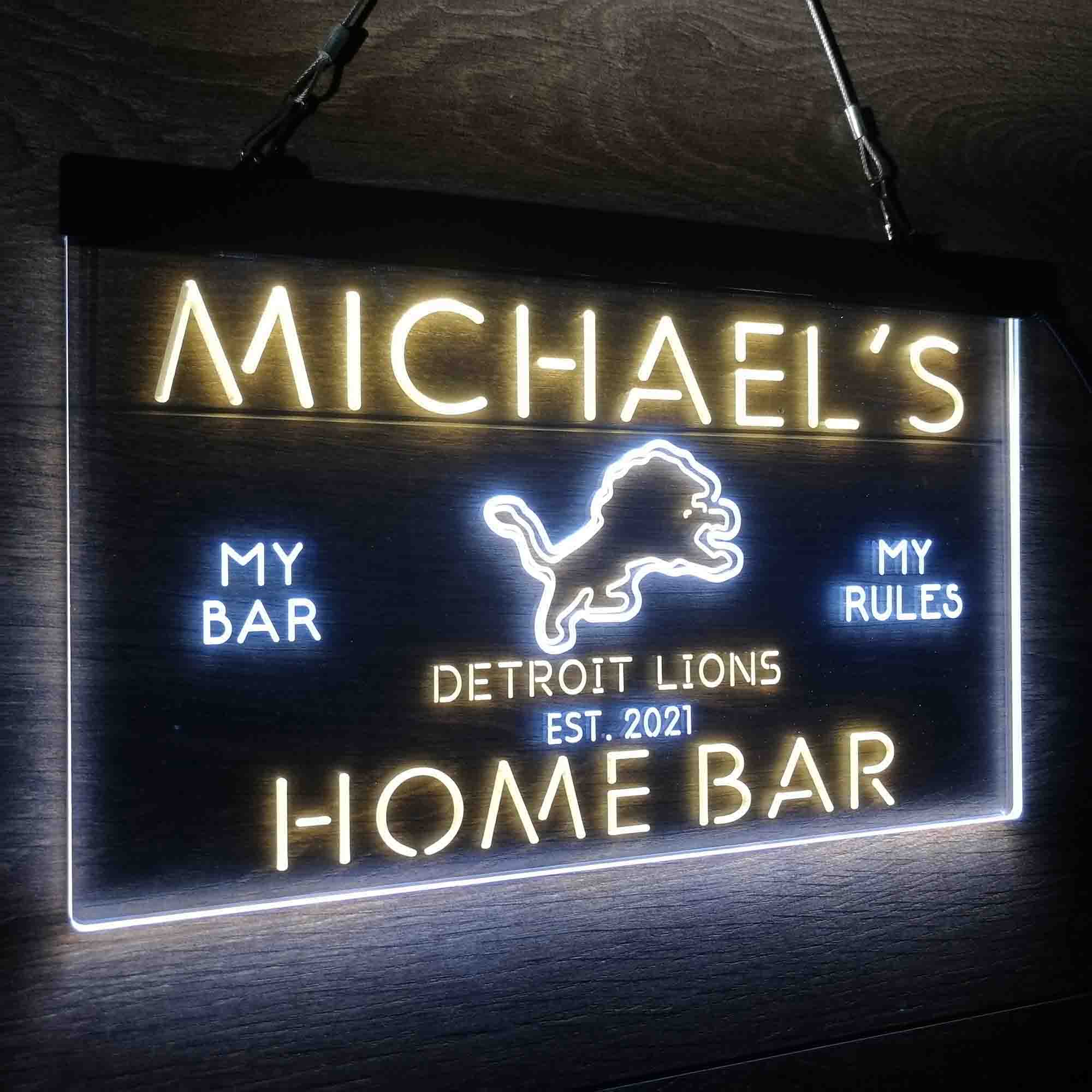 Personalized Detroits Lion Football Bar Neon-Like LED Sign - ProLedSign