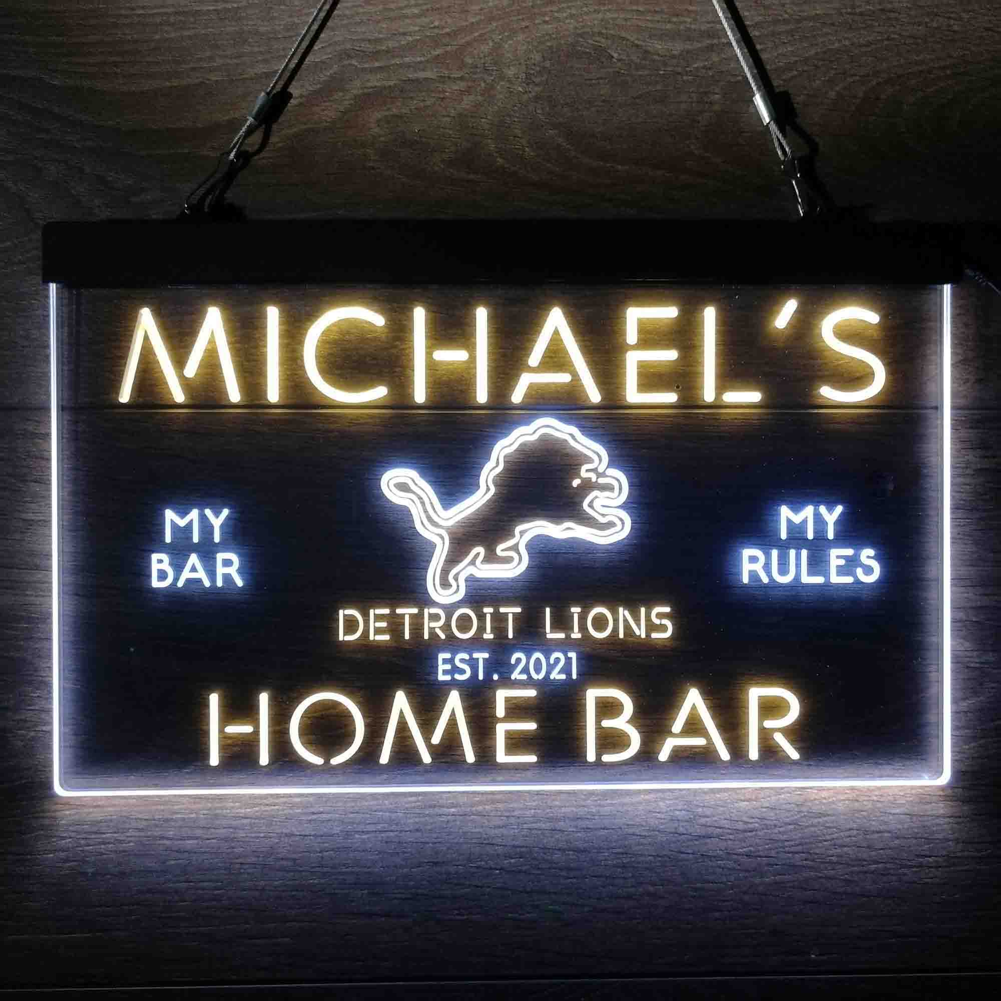 Personalized Detroits Lion Football Bar Neon-Like LED Sign - ProLedSign