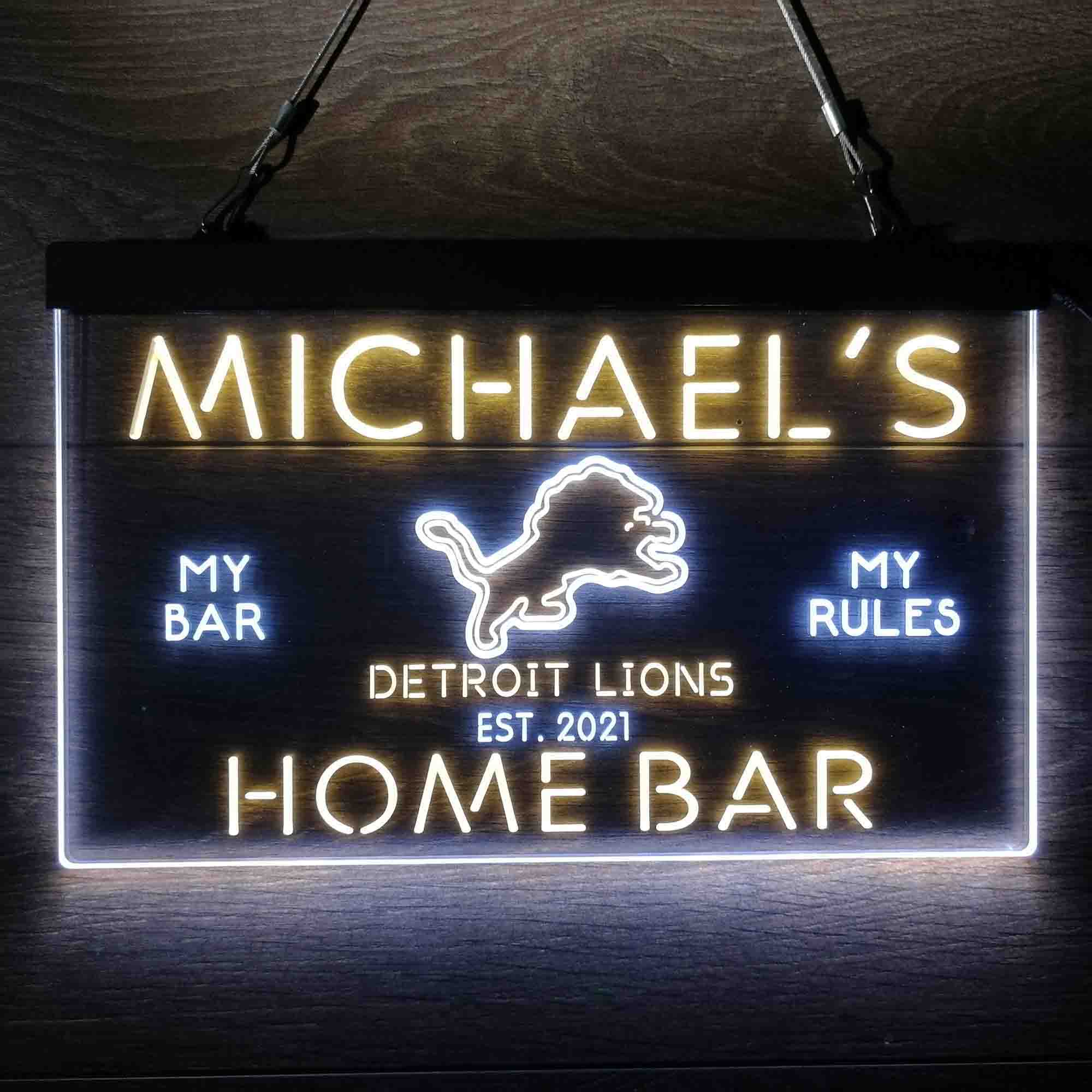 Personalized Detroit Lions Neon LED Sign
