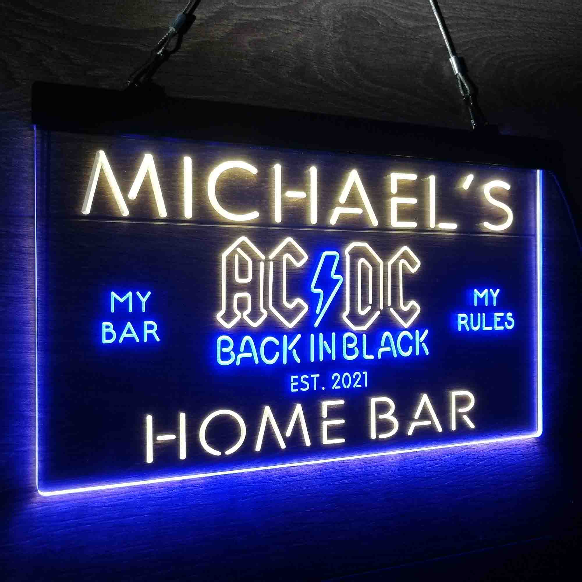 Personalized ACDC Back in Black Home Bar Neon-Like LED Sign - ProLedSign