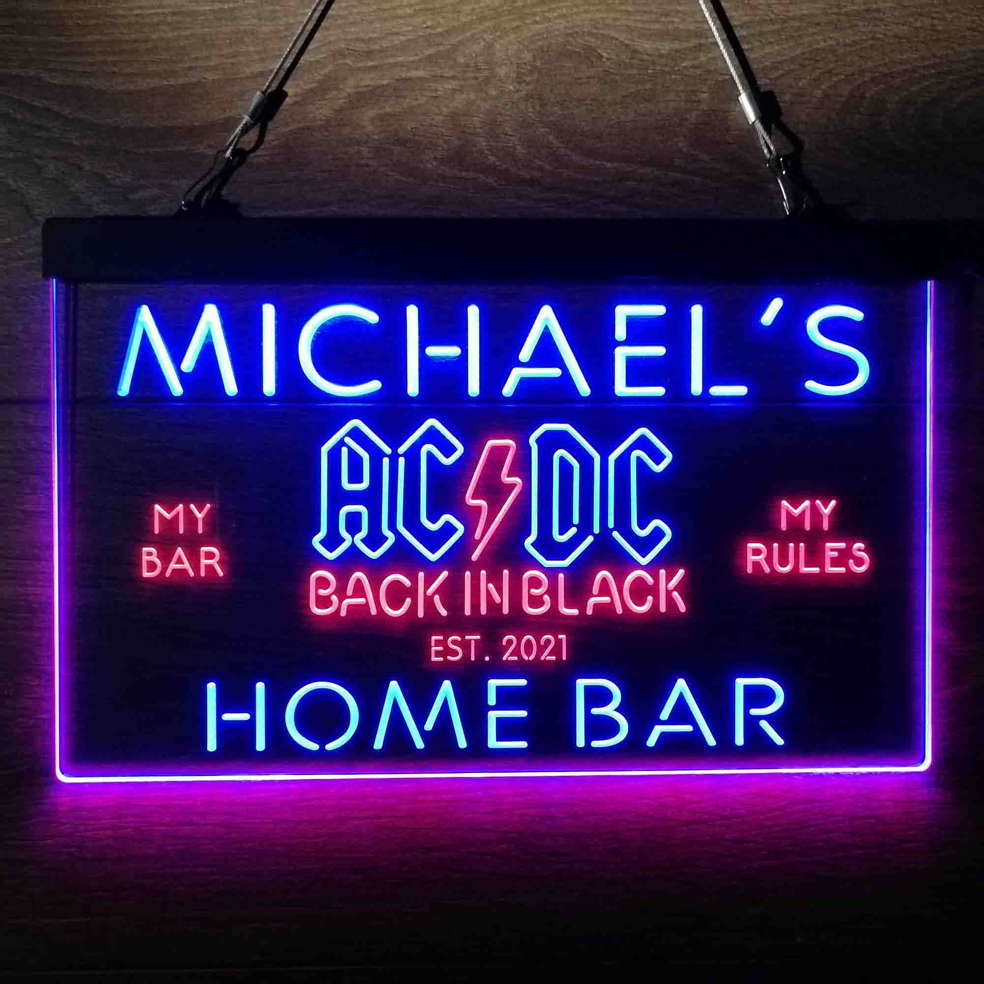 Personalized ACDC Back in Black Home Bar Neon-Like LED Sign - ProLedSign