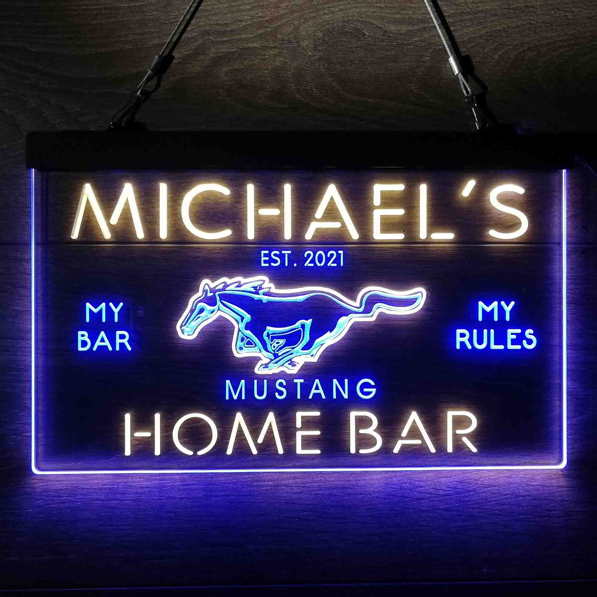 Custom Name Mustang Ford Horse Car Bar  Neon-Like LED Sign