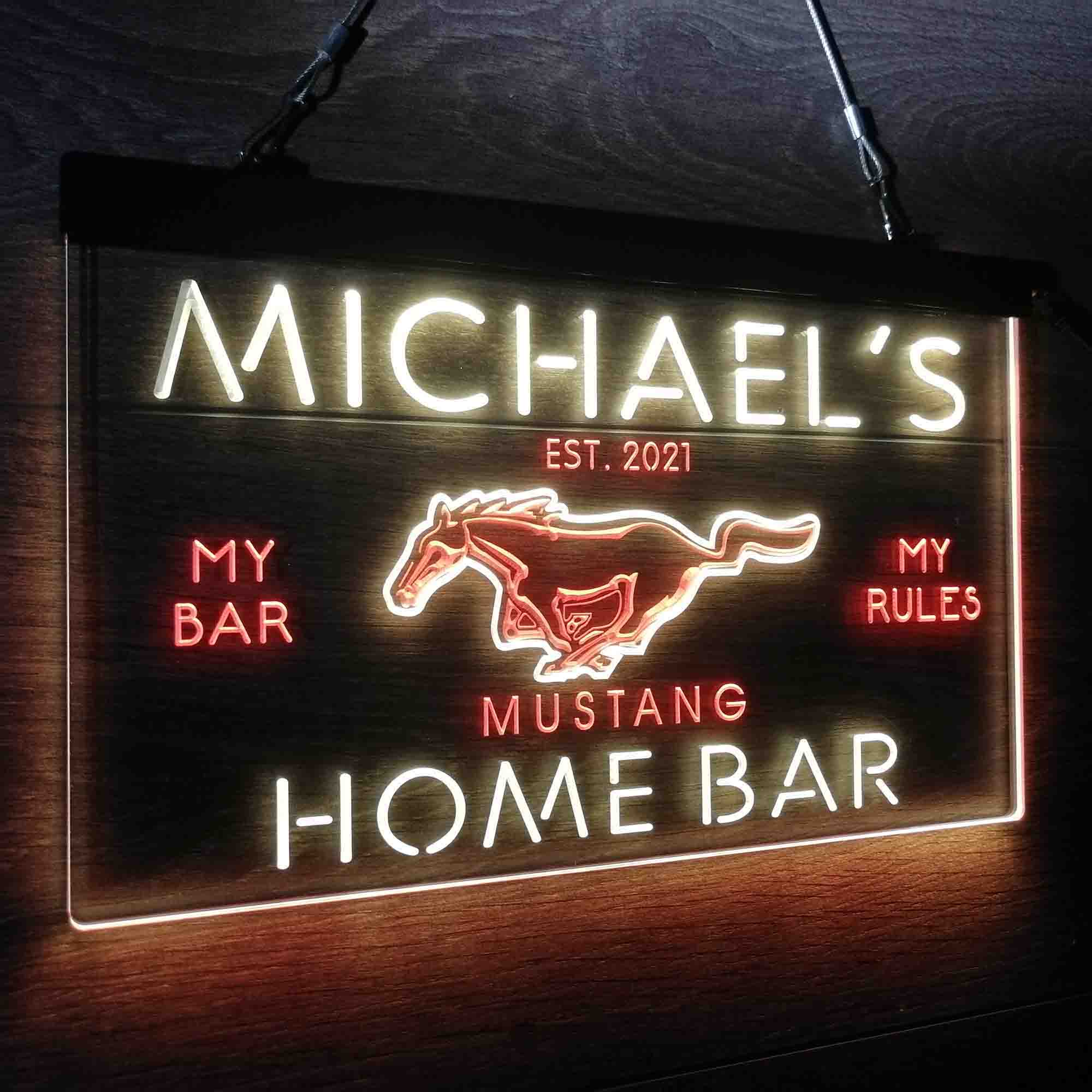 Personalized Mustang Ford Bar Neon-Like LED Sign - ProLedSign