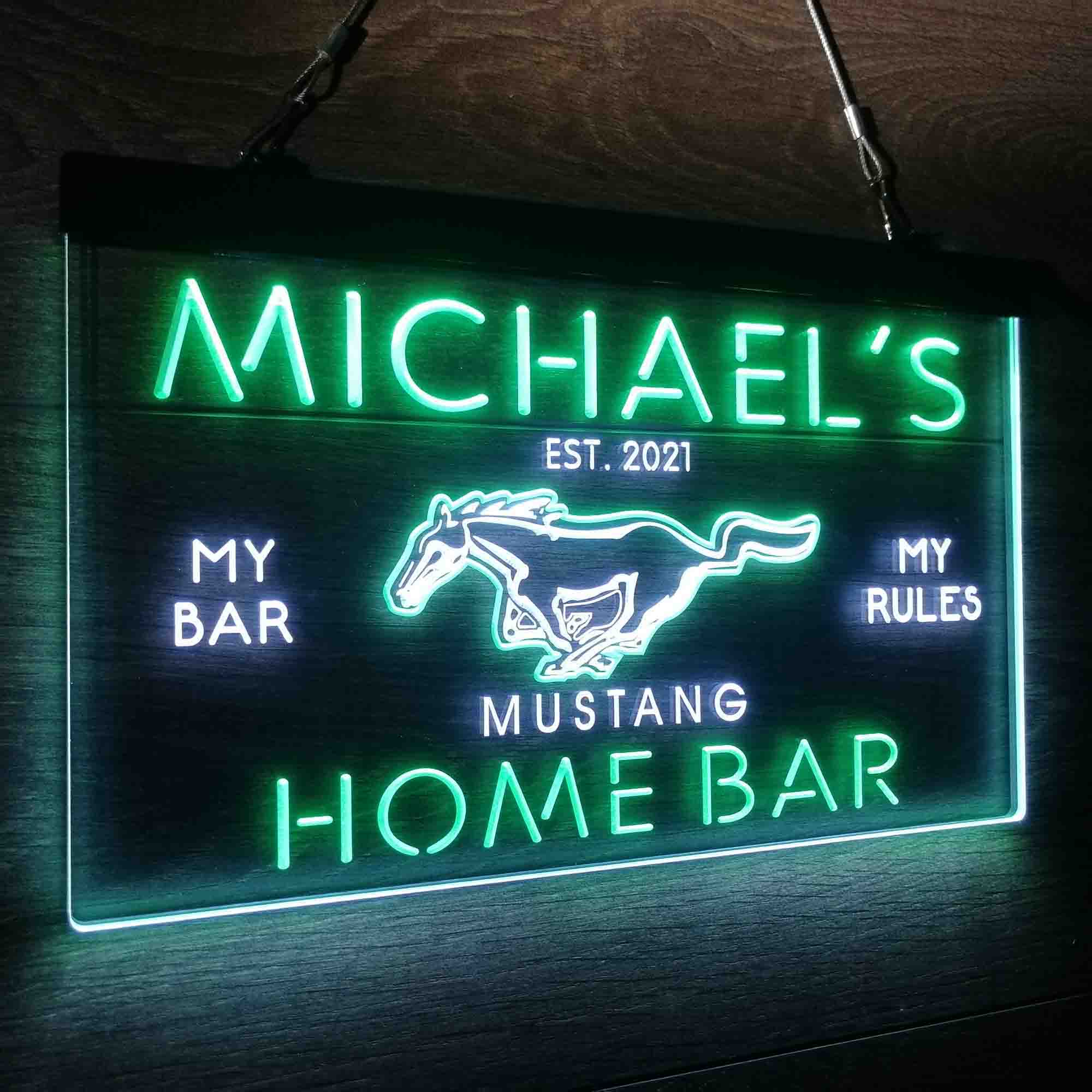 Personalized Mustang Ford Bar Neon-Like LED Sign - ProLedSign