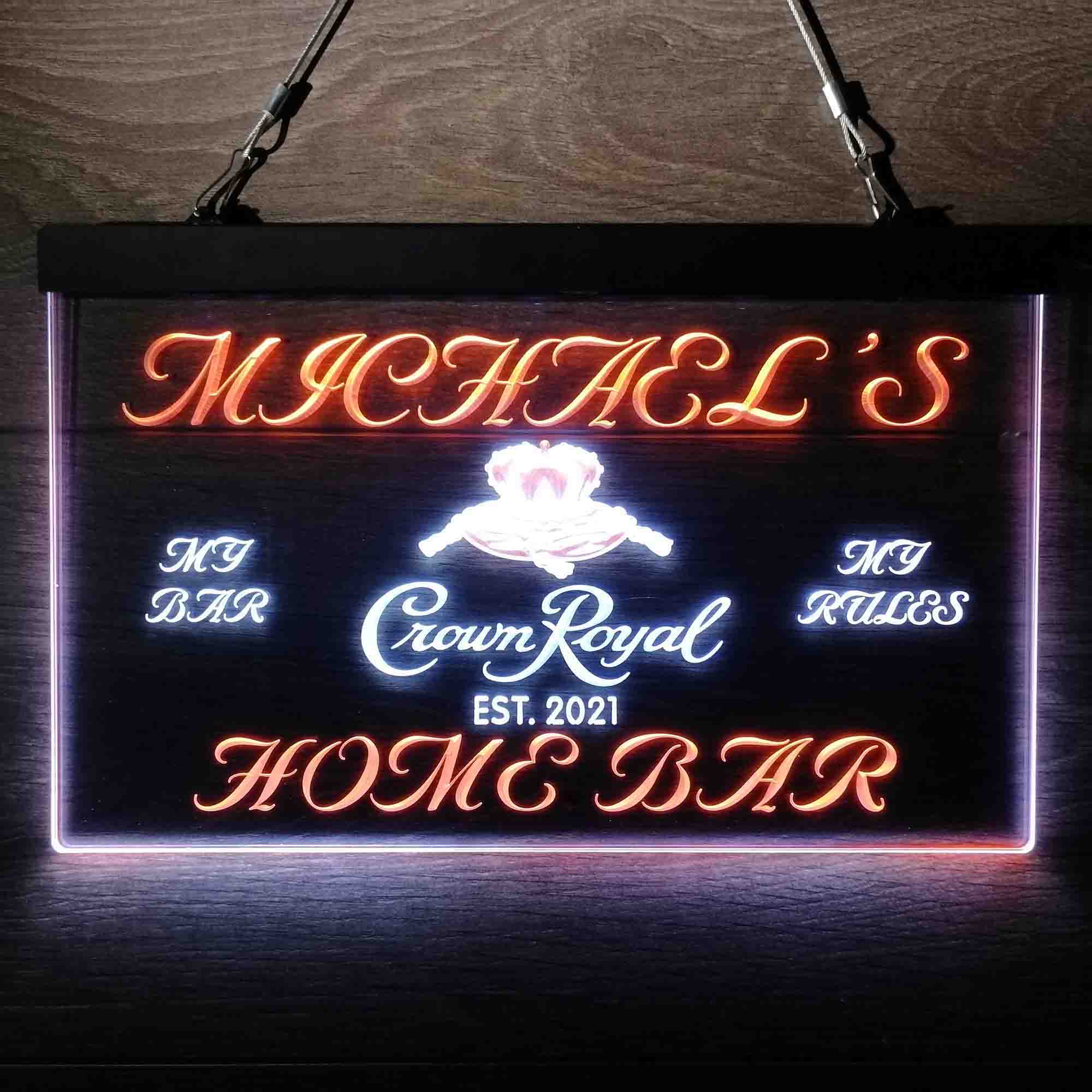 Personalized Crown Royal Beer Bar Neon-Like LED Sign
