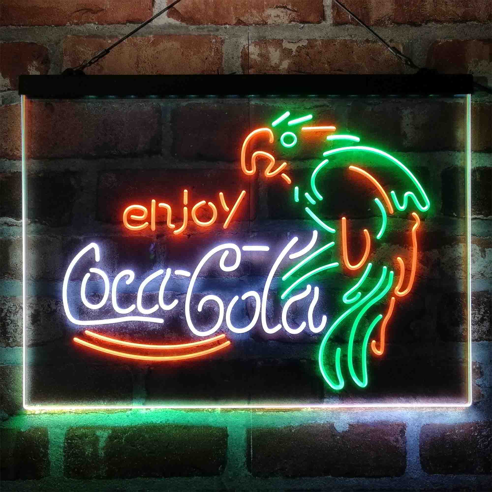 Enjoy Coca Cola Parrot Neon 3-Color LED Sign