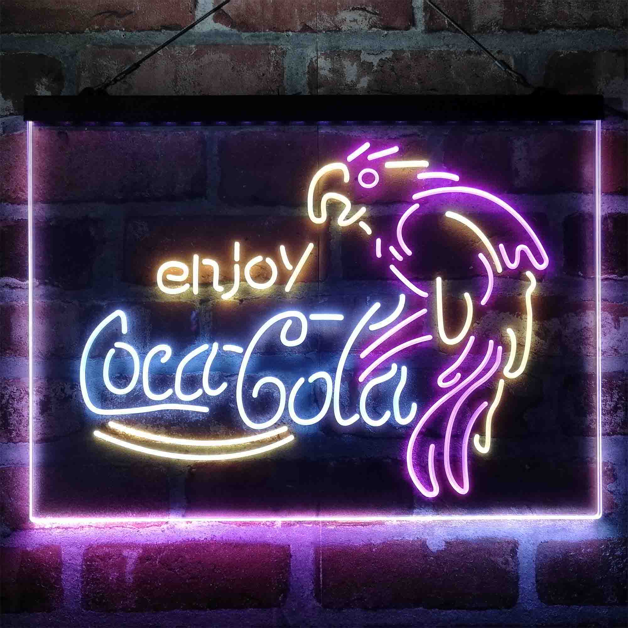 Enjoy Coca Cola Parrot Neon 3-Color LED Sign