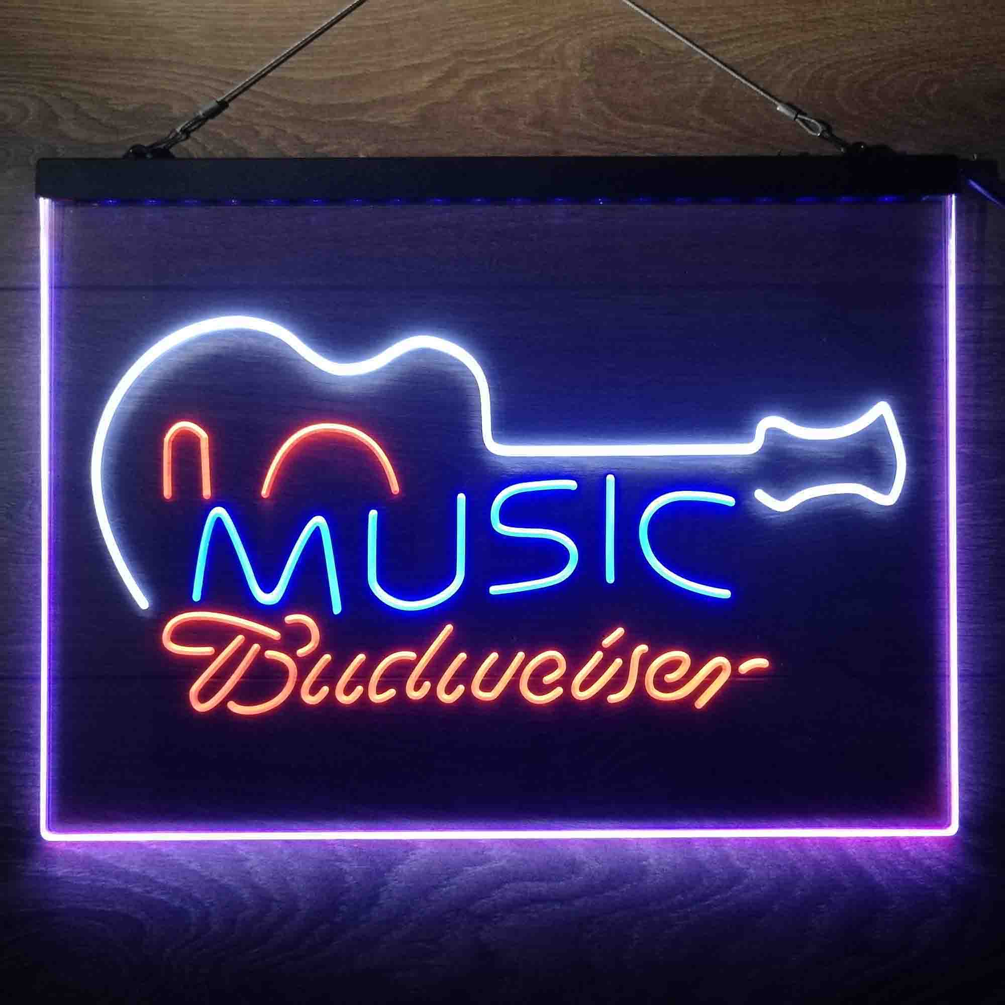 Budweiser Music Guitar Neon 3-Color LED Sign