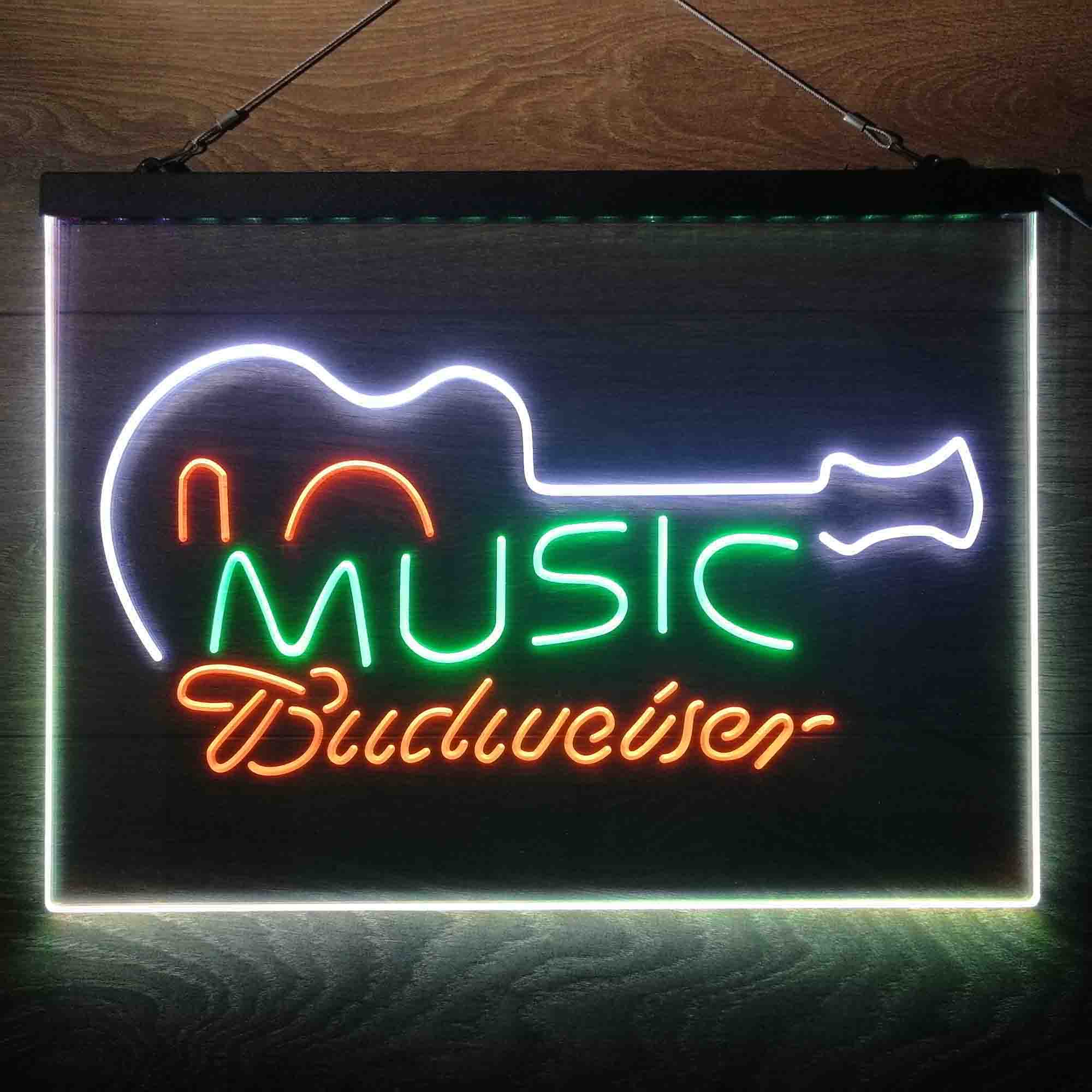 Budweiser Music Guitar Neon 3-Color LED Sign