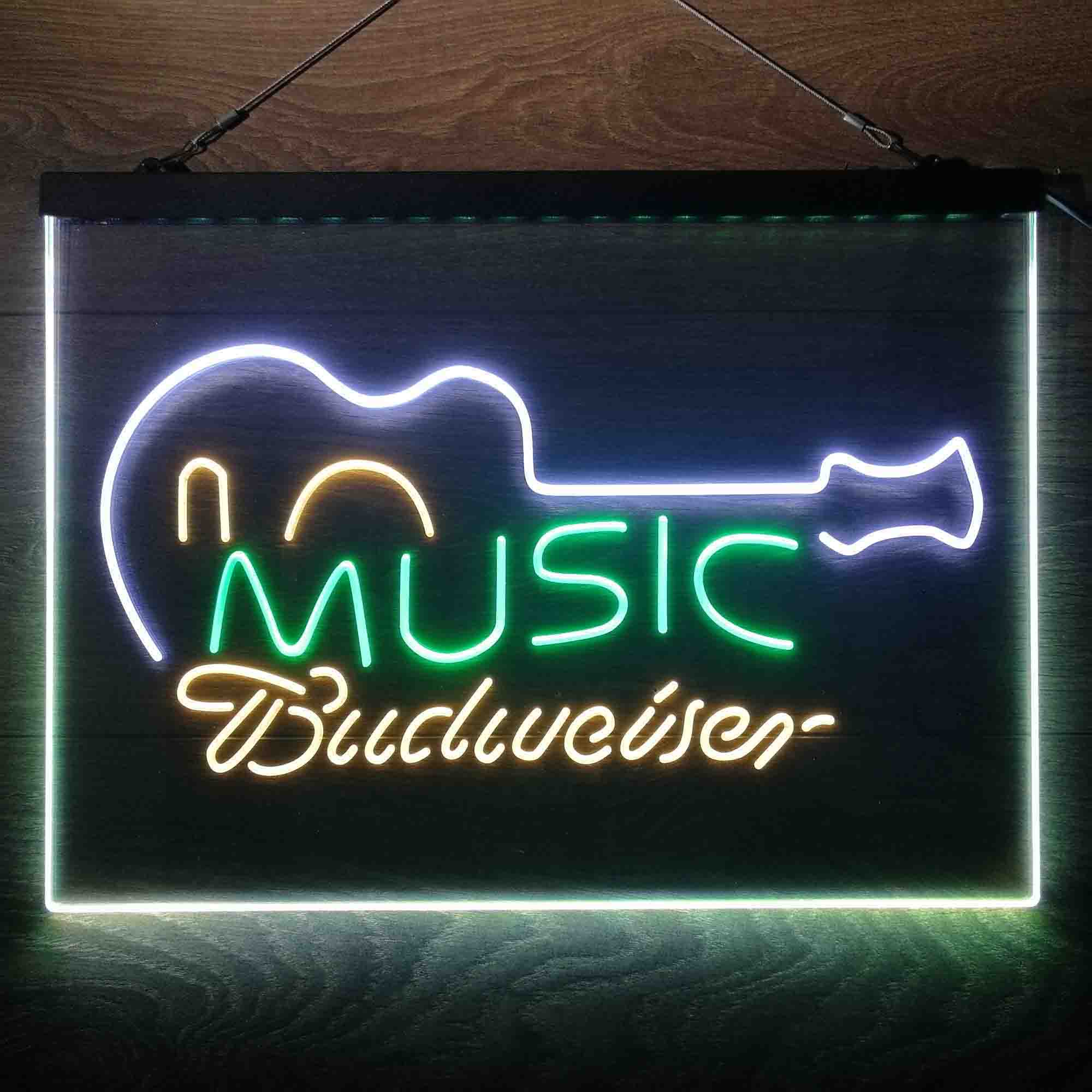Budweiser Music Guitar Neon 3-Color LED Sign