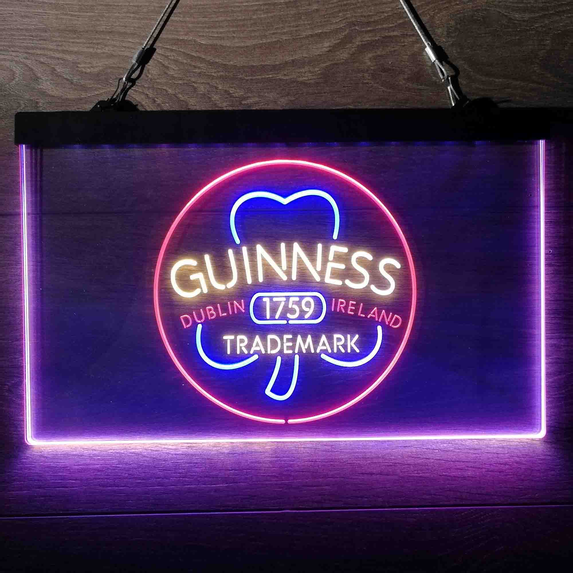Guinness Shamrock Dublin Ireland Neon 3-Color LED Sign