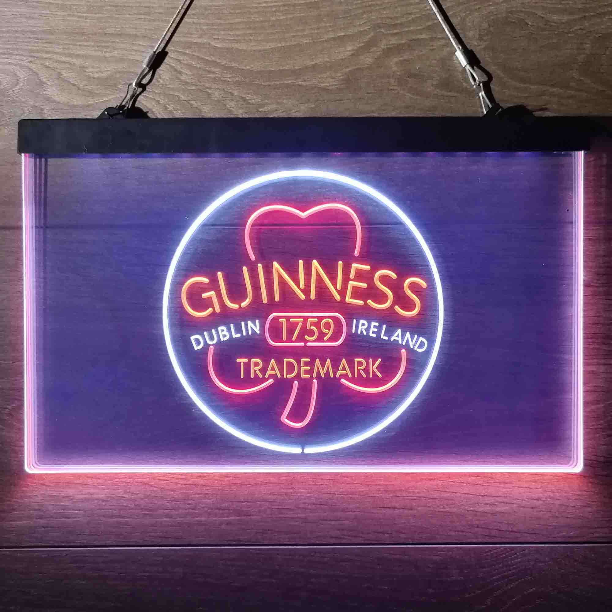 Guinness Shamrock Dublin Ireland Neon 3-Color LED Sign