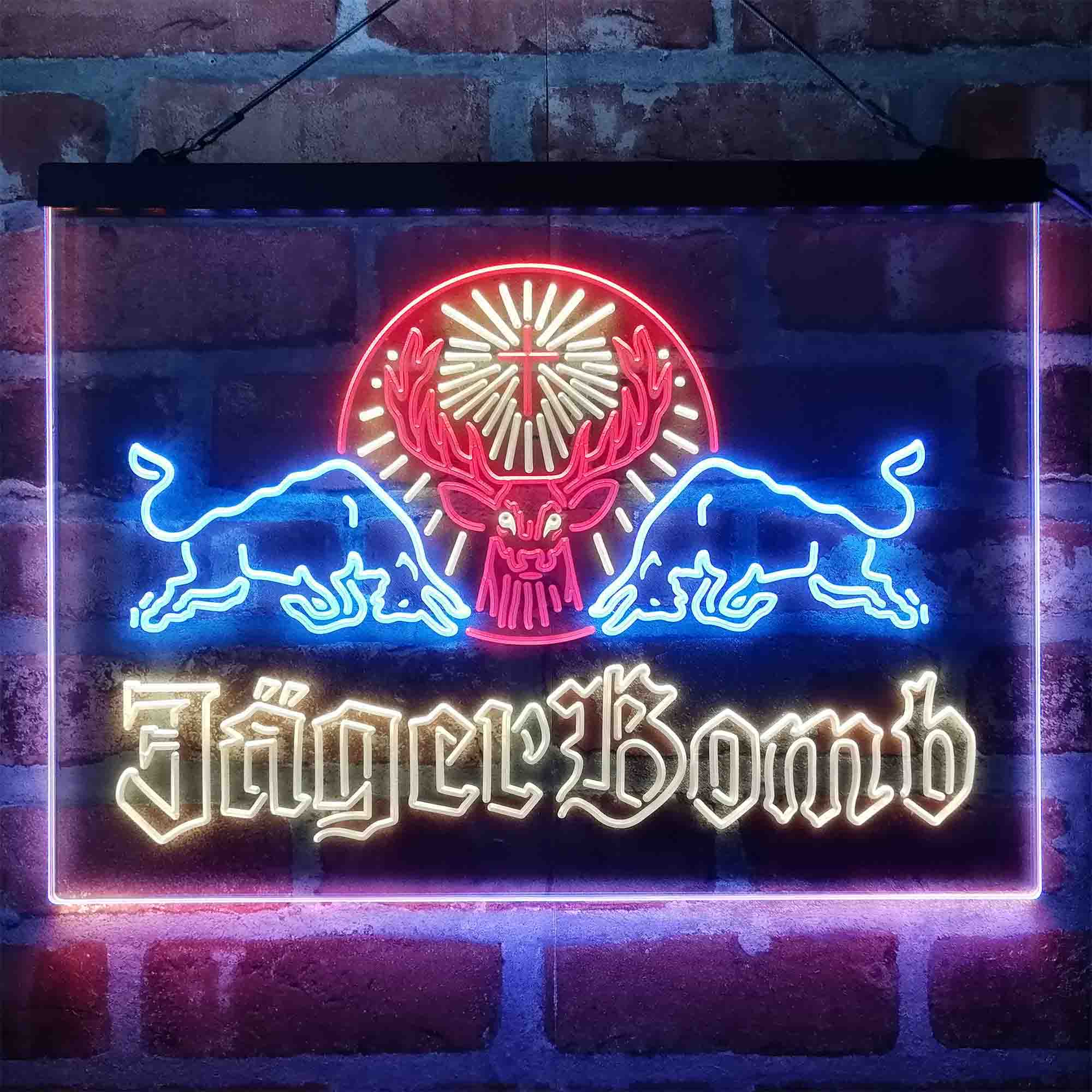 Jagerbomb Bull Shot Neon 3-Color LED Sign