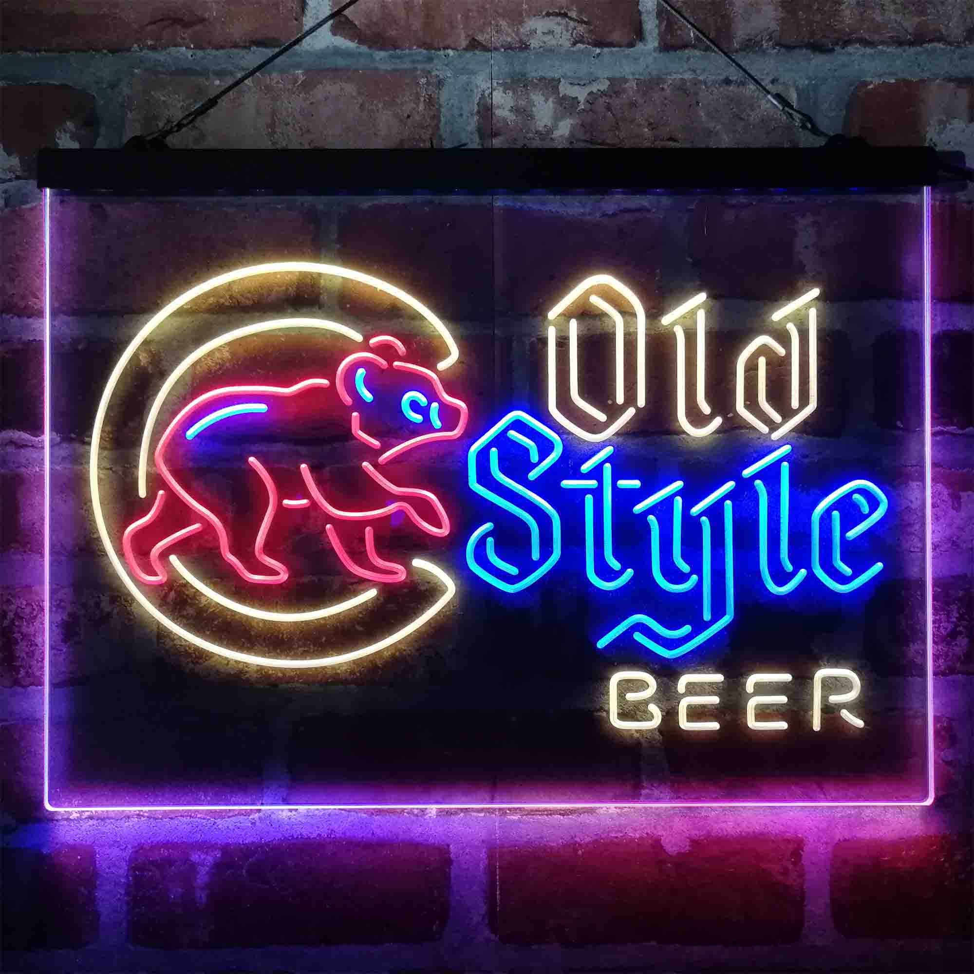 Chicago Cubs Old Style Beer Lodge Neon LED Sign