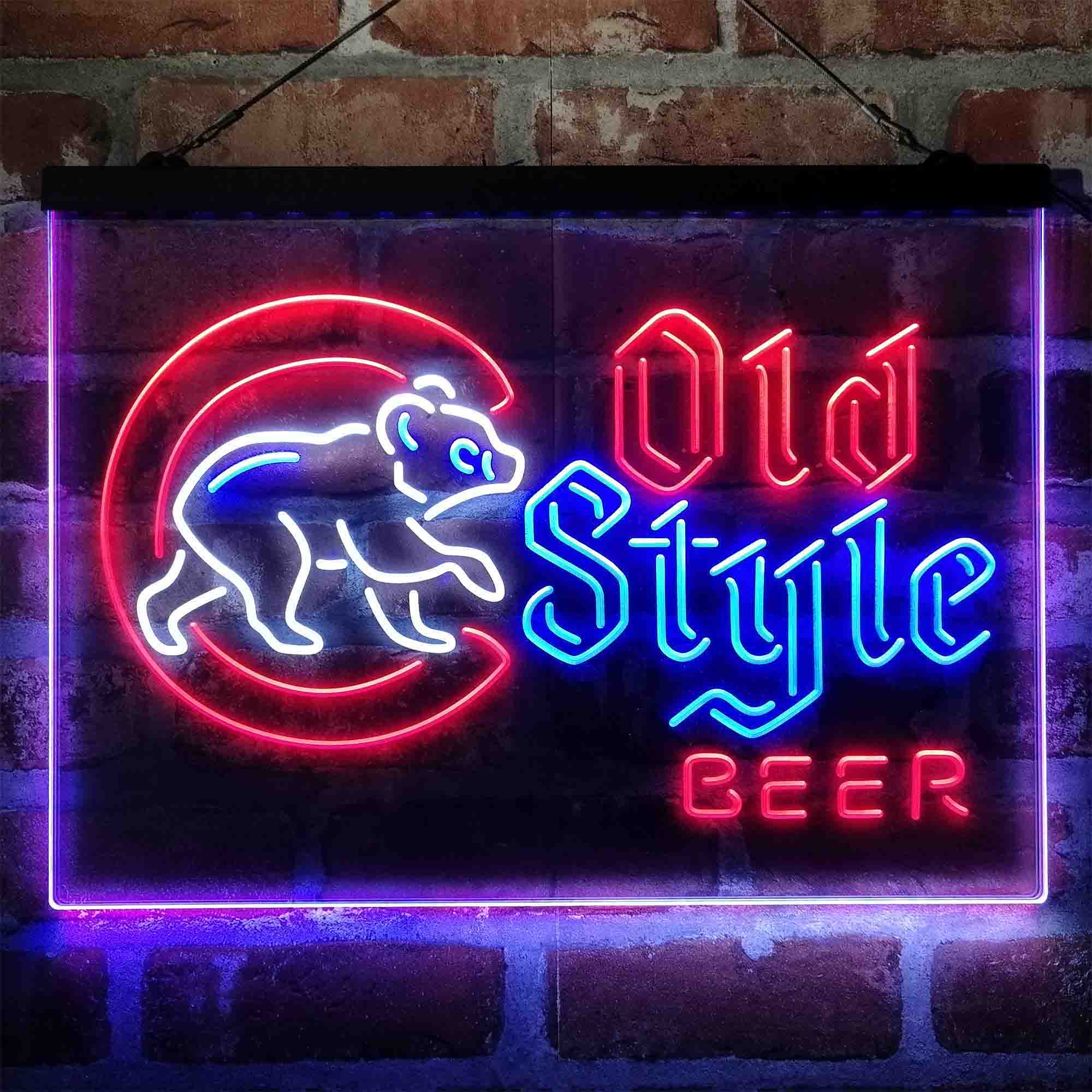 Chicago Cubs Old Style Beer Lodge Neon LED Sign