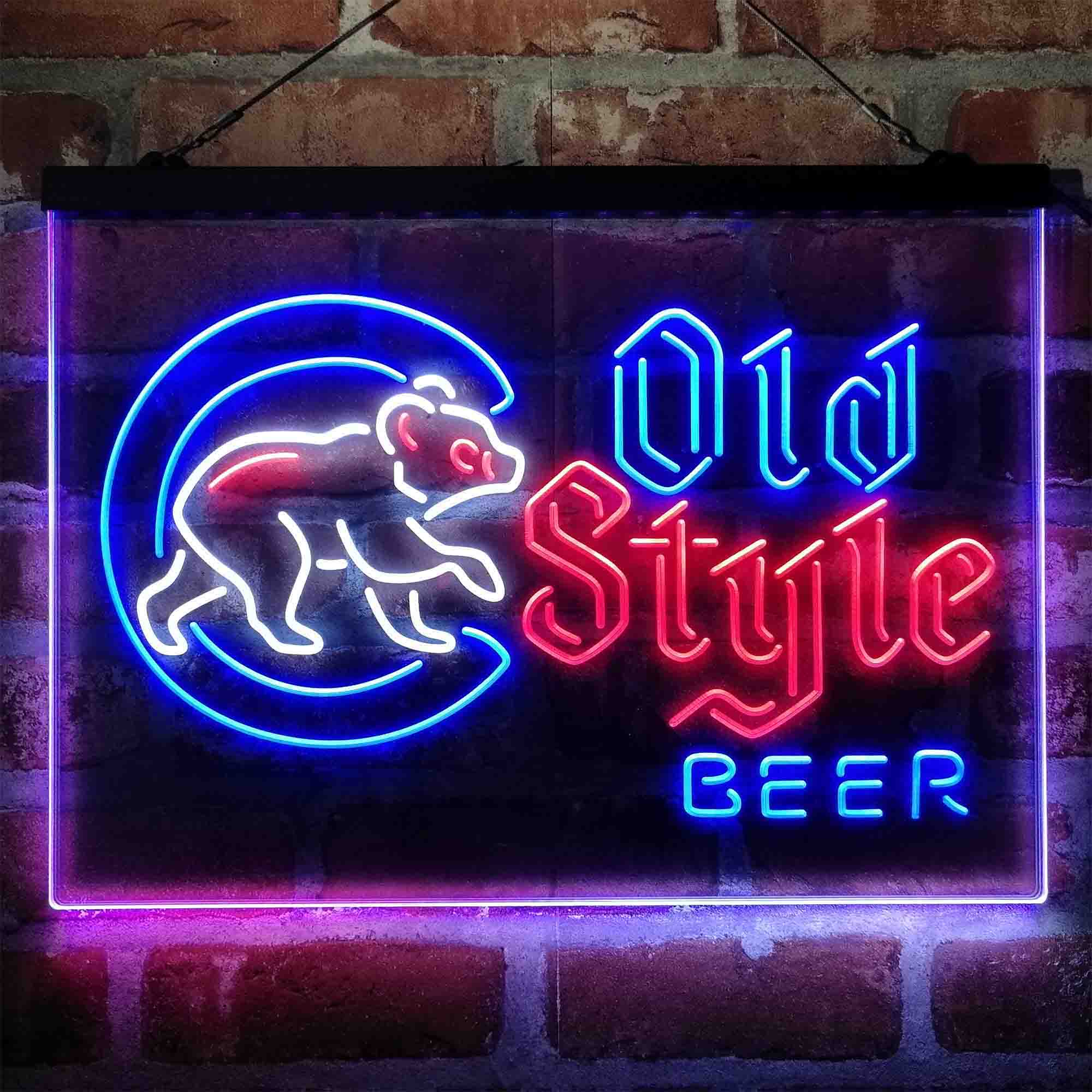 Chicago Cubs Old Style Beer Lodge Neon LED Sign