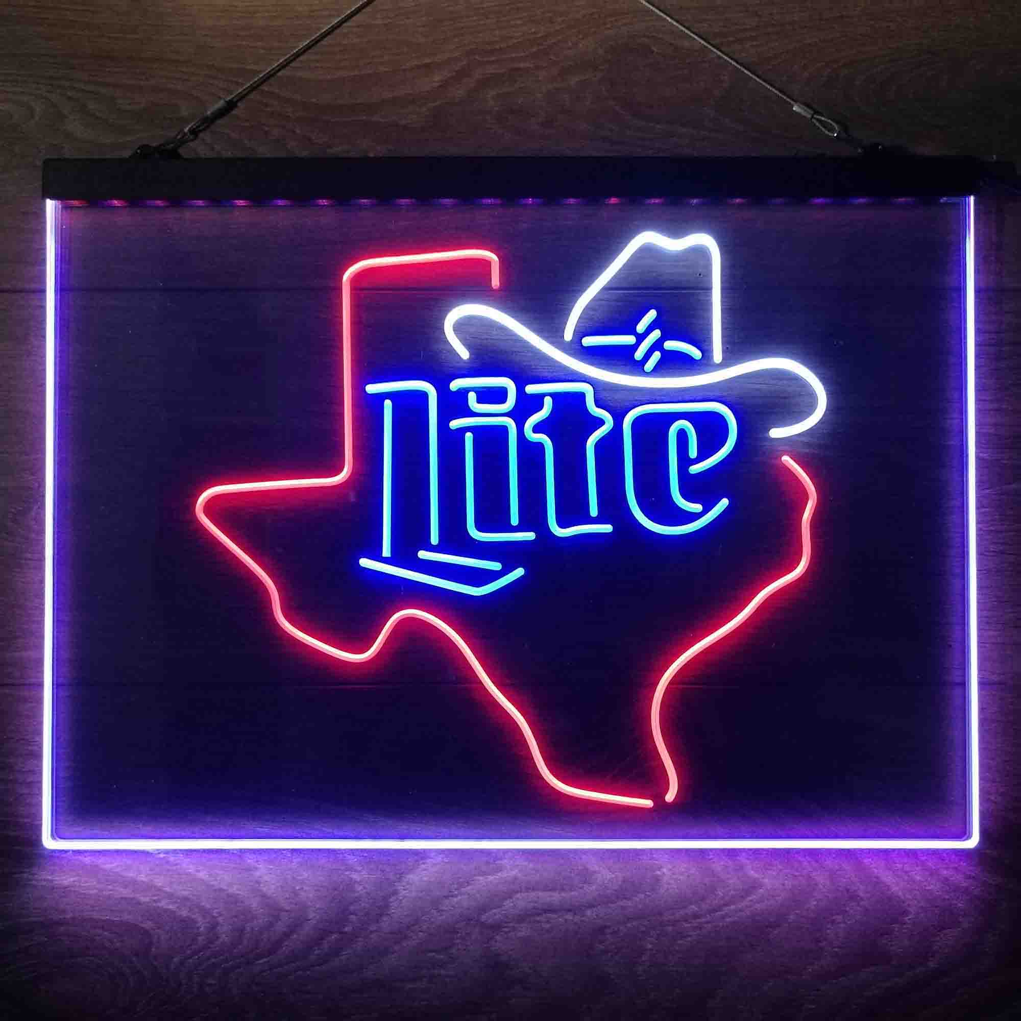 Miller Lite Cowboys Hat Texas Neon-Like LED Sign