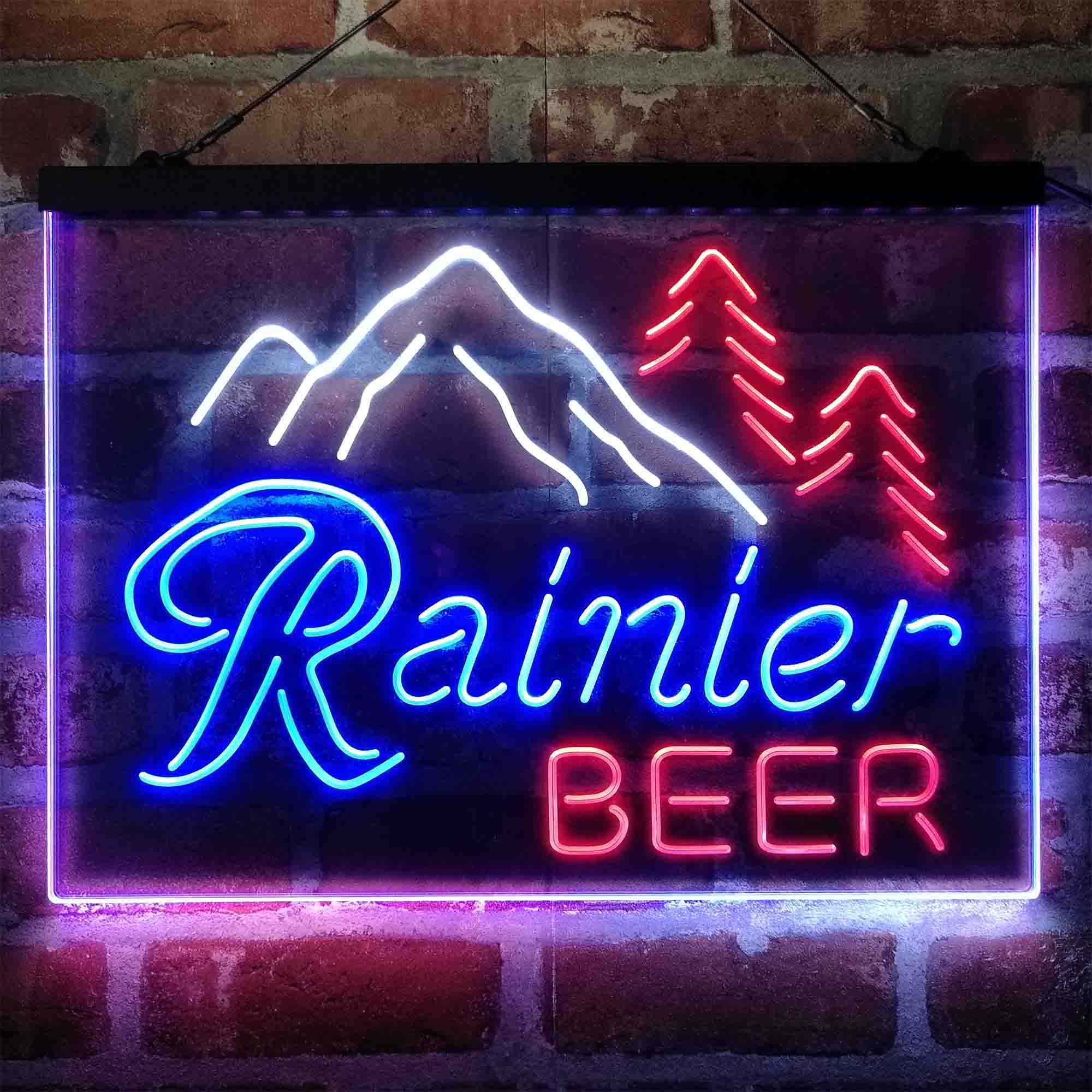 Rainier Beer Club Mountain Neon 3-Color LED Sign