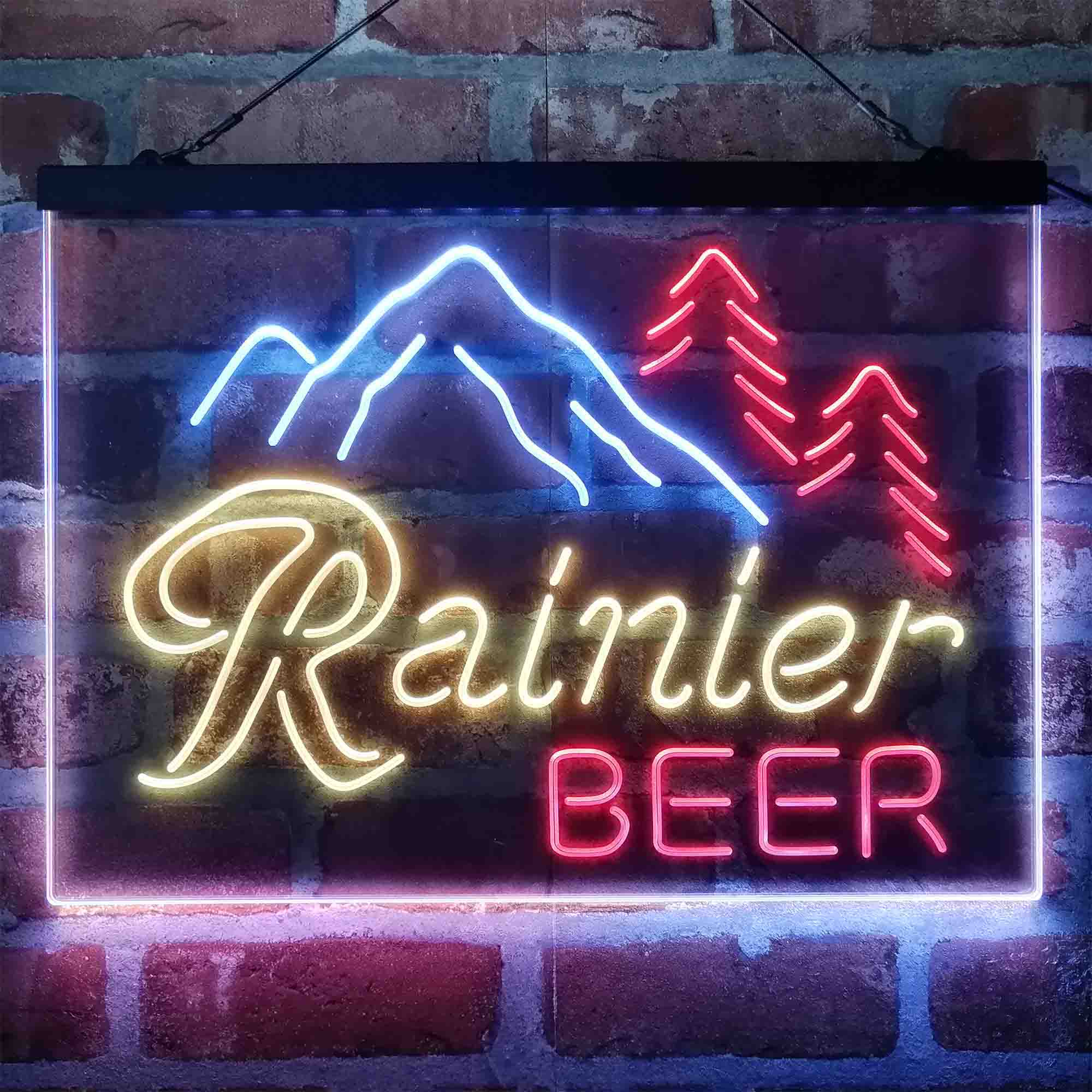 Rainier Beer Club Mountain Neon 3-Color LED Sign