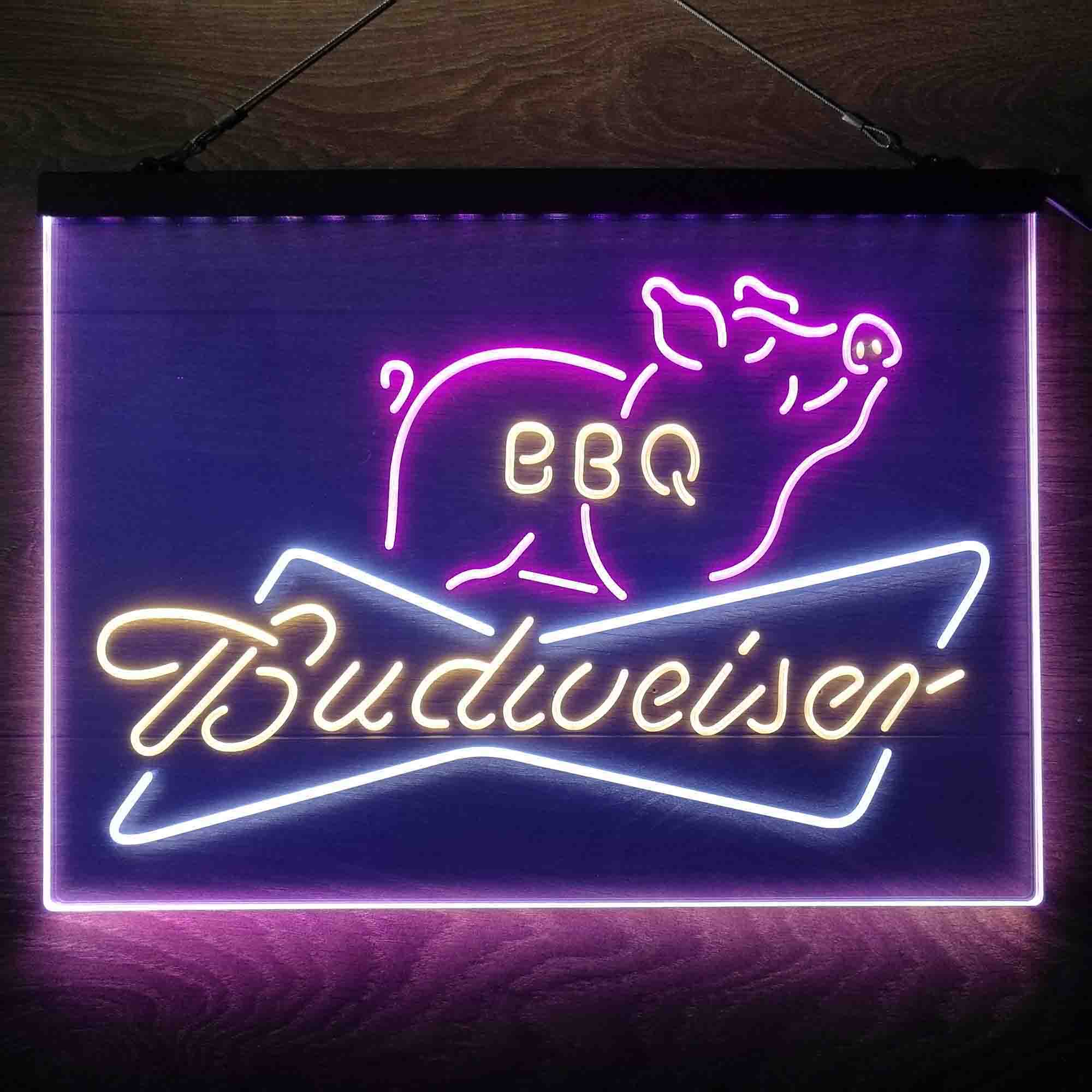 Budweiser BBQ Bar Neon 3-Color LED Sign