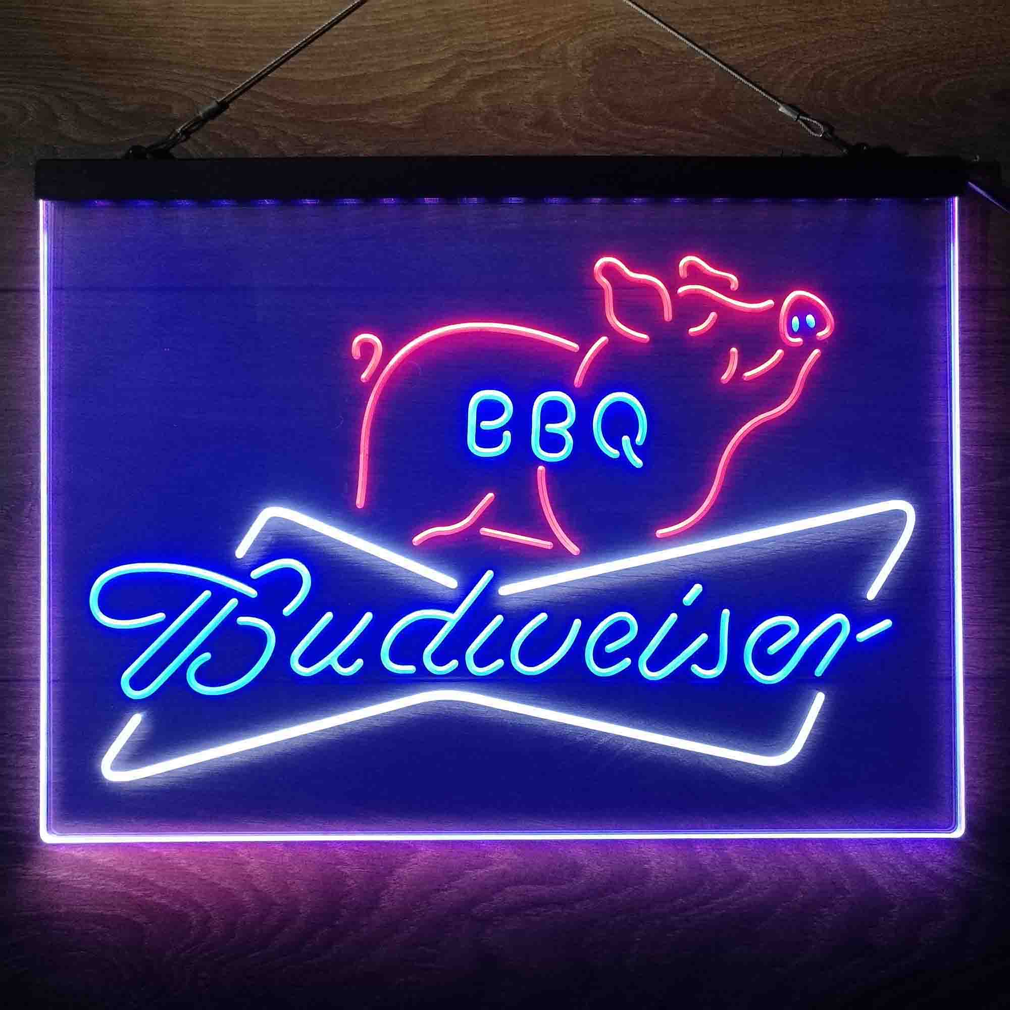Budweiser BBQ Bar Neon 3-Color LED Sign