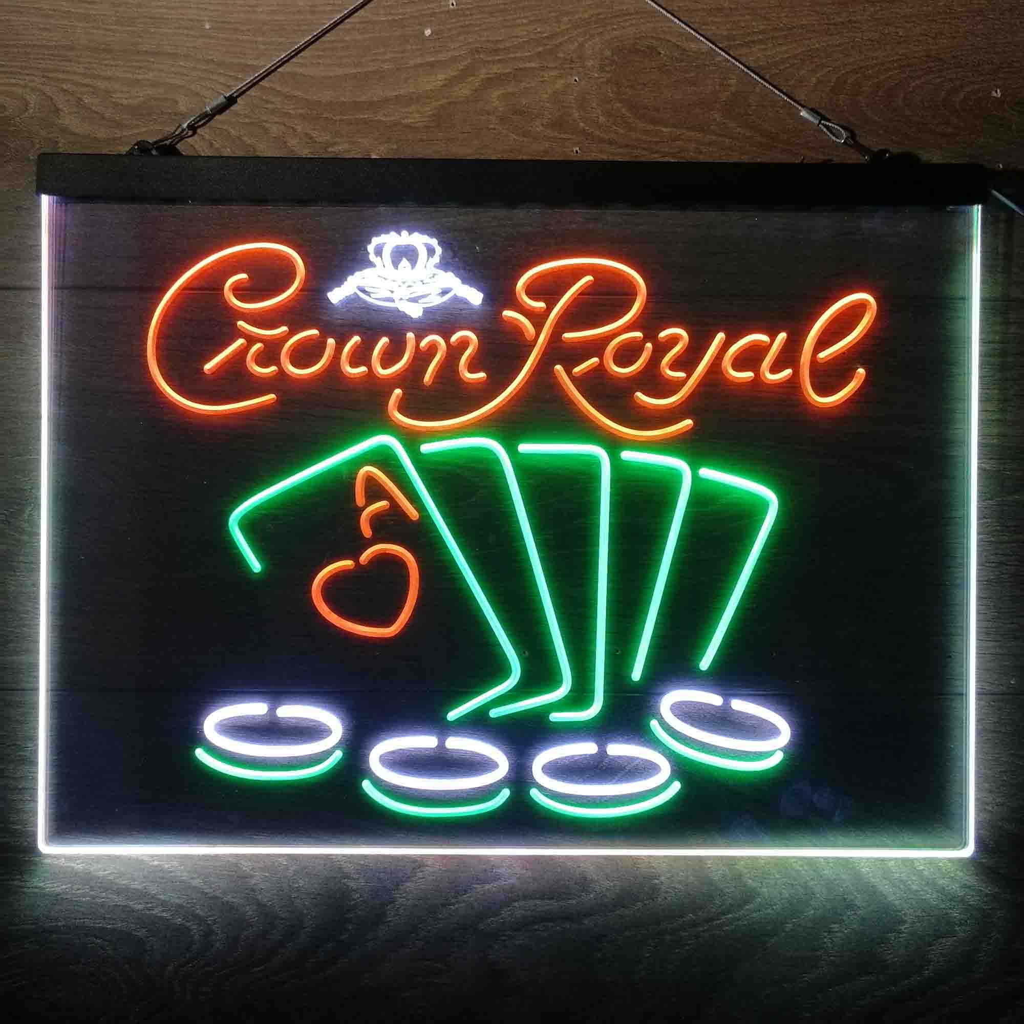 Crown Royal Casino Poker  Neon 3-Color LED Sign