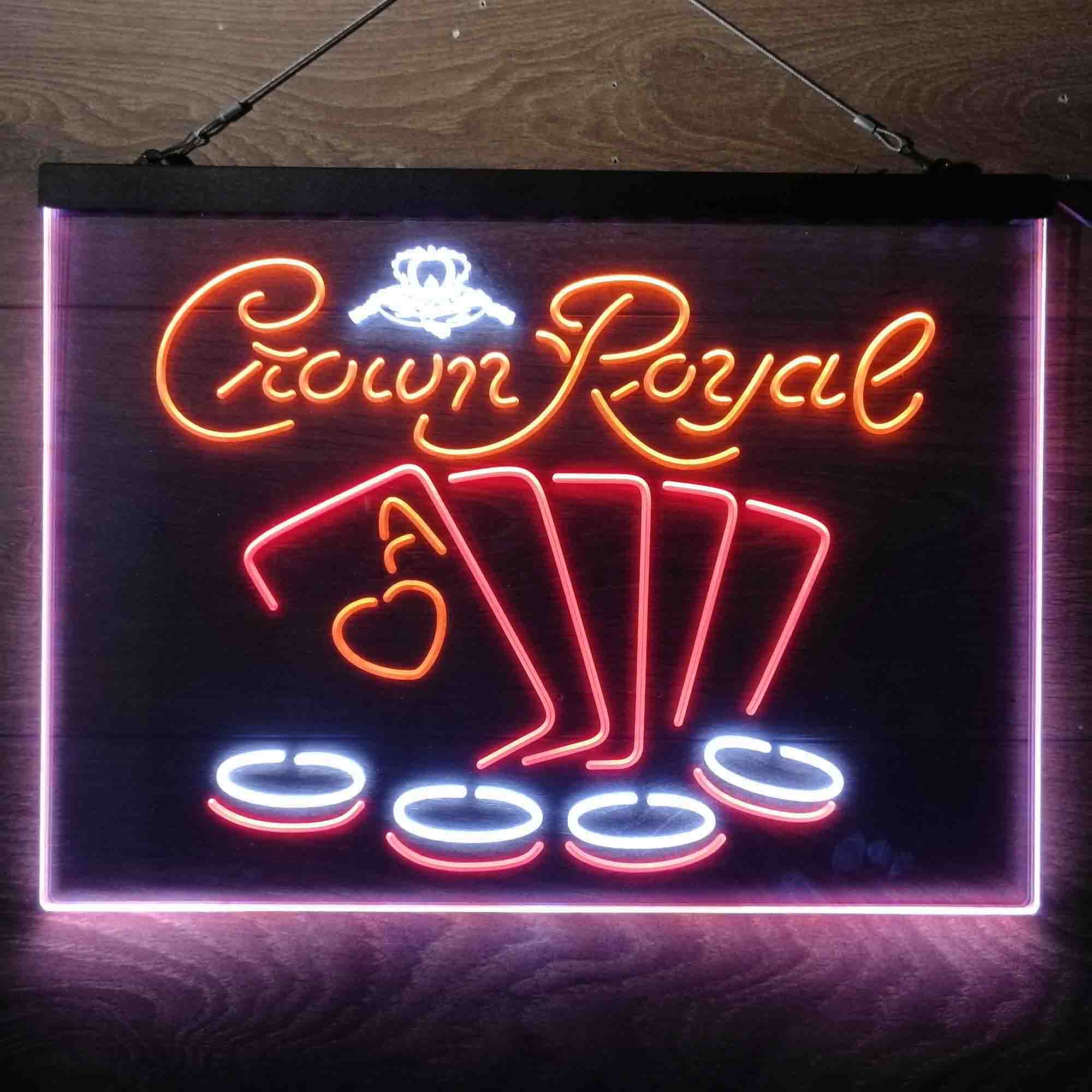 Crown Royal Casino Poker  Neon 3-Color LED Sign