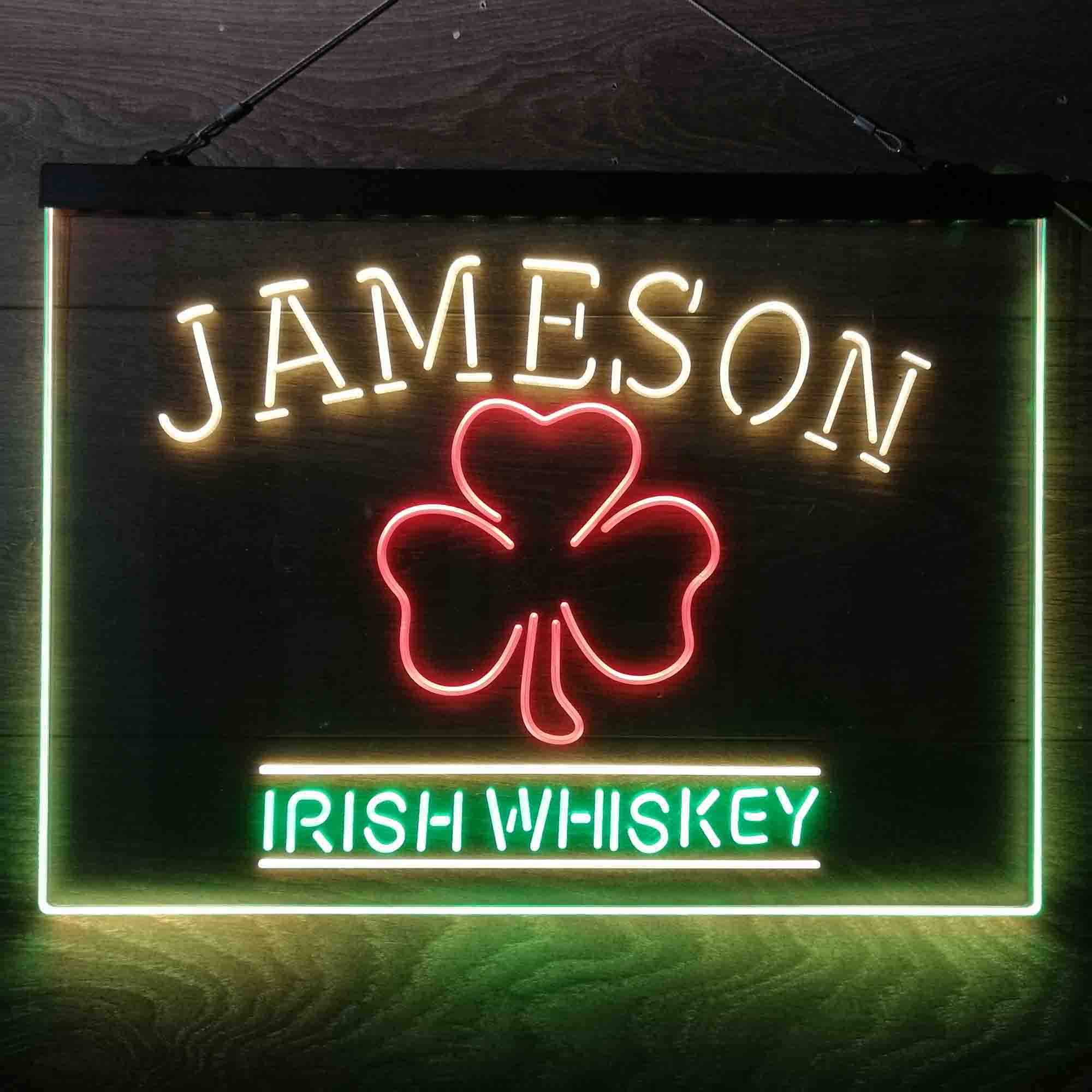 Jameson Irish Whiskey Shamrock  Neon 3-Color LED Sign