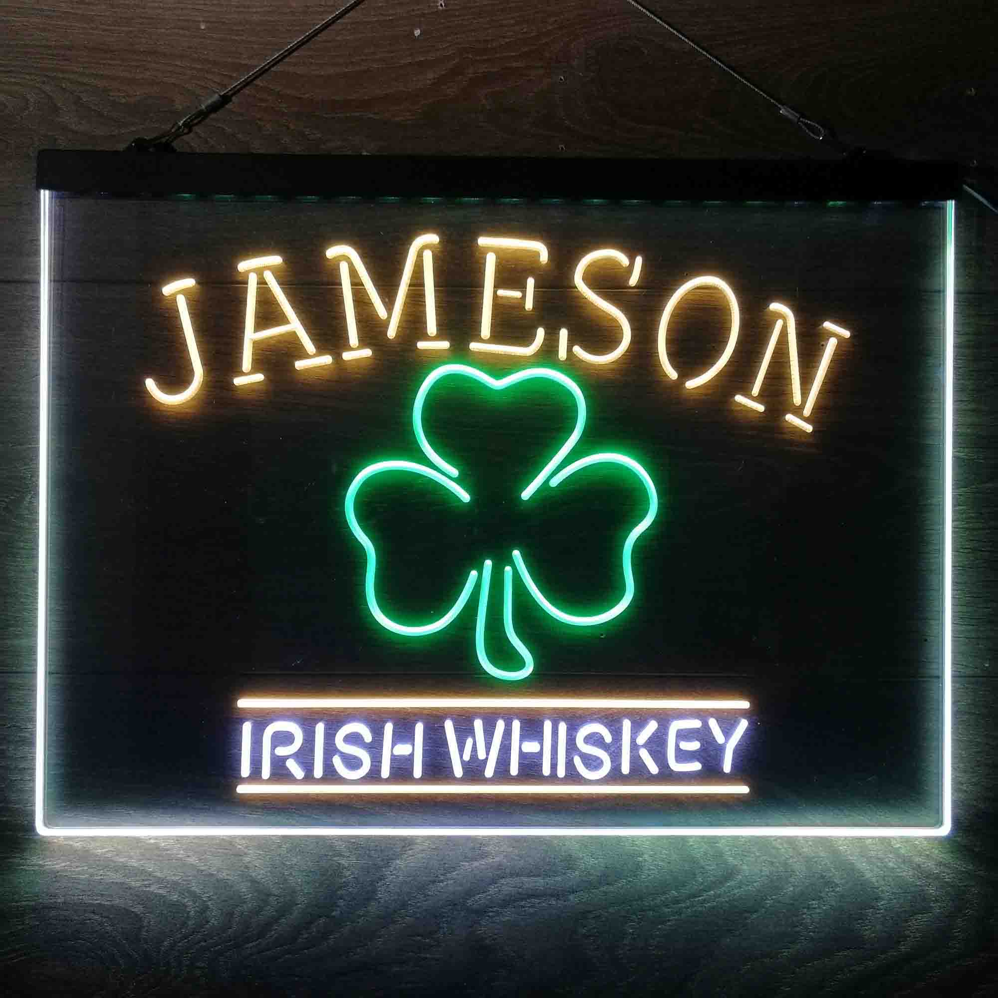 Jameson Irish Whiskey Shamrock  Neon 3-Color LED Sign