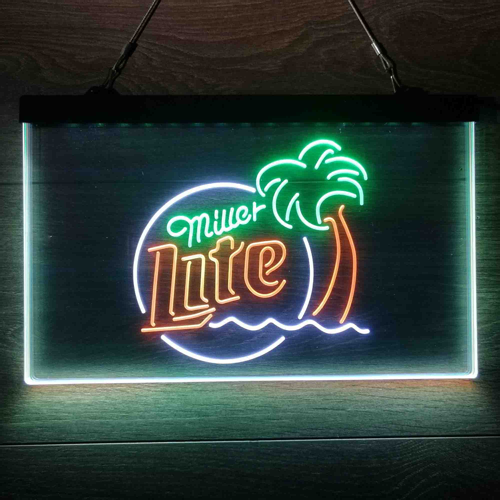 Miller Palm Tree  Neon 3-Color LED Sign