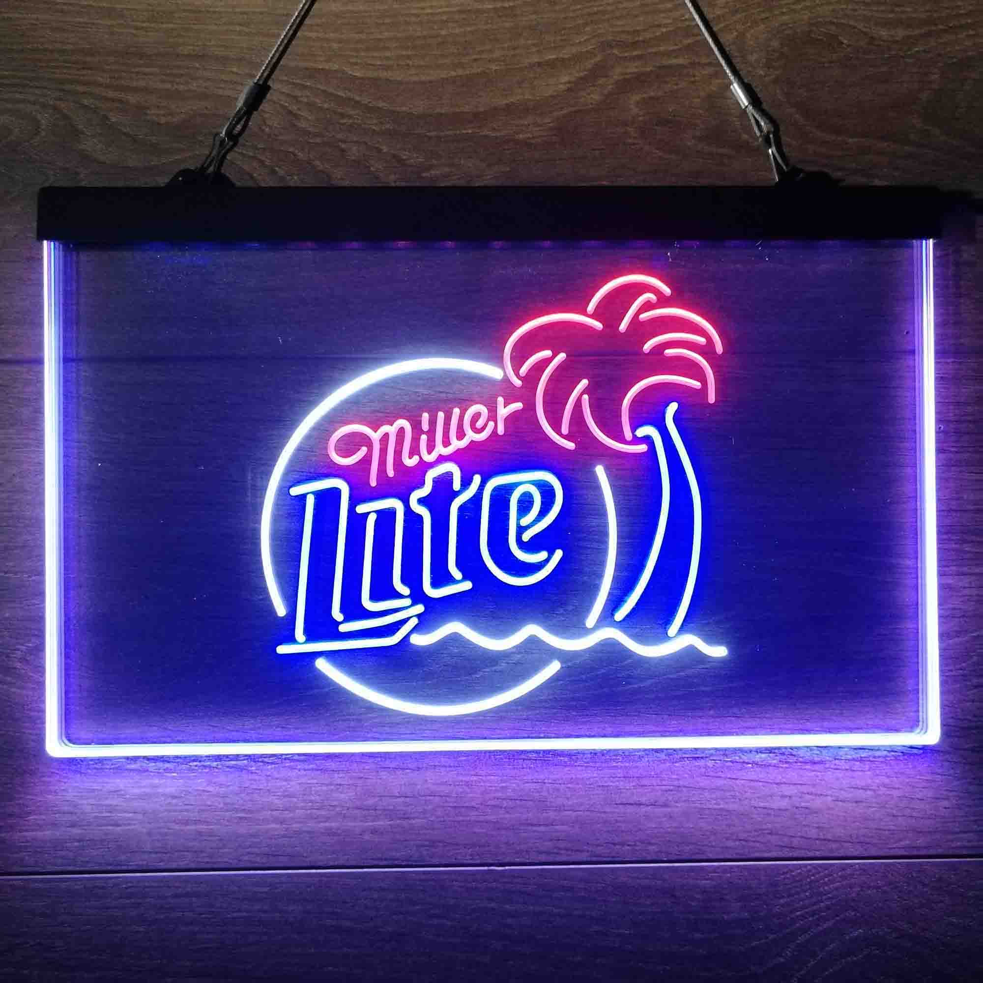 Miller Palm Tree  Neon 3-Color LED Sign