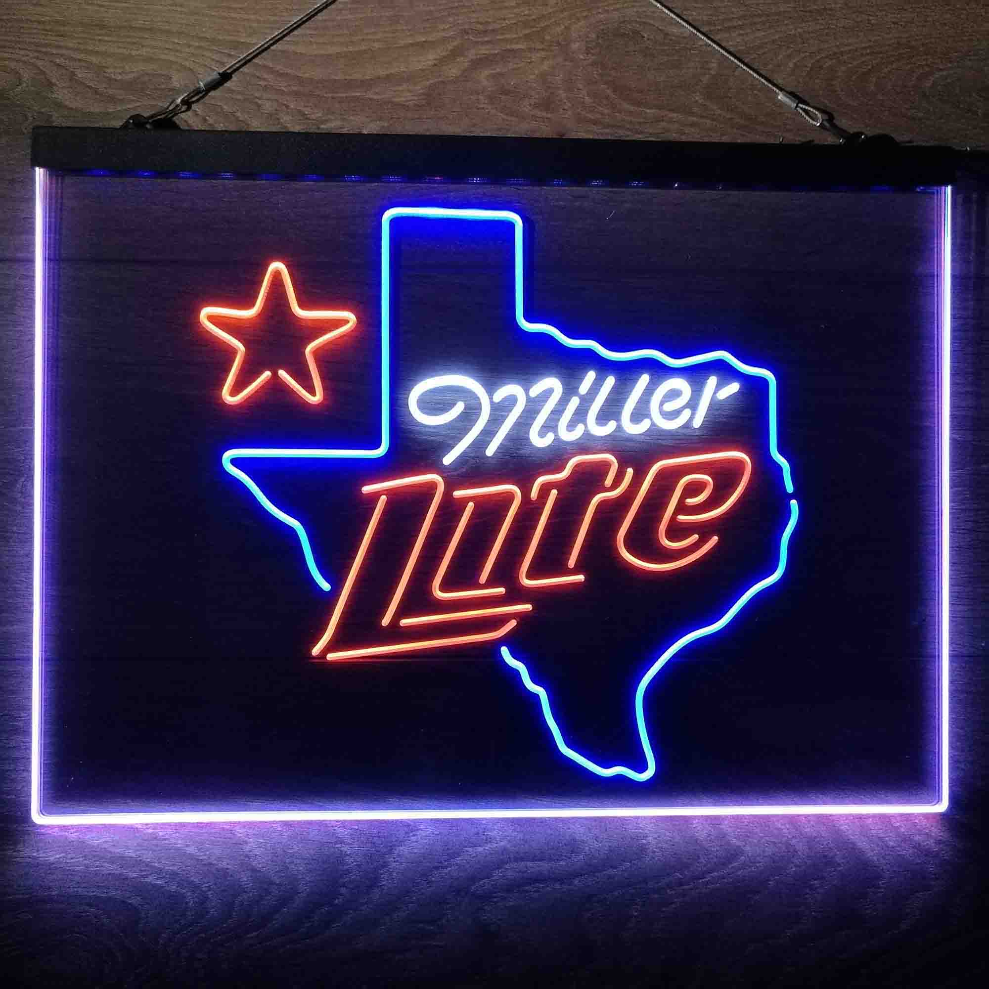 Miller Texas Star Beer  Neon 3-Color LED Sign