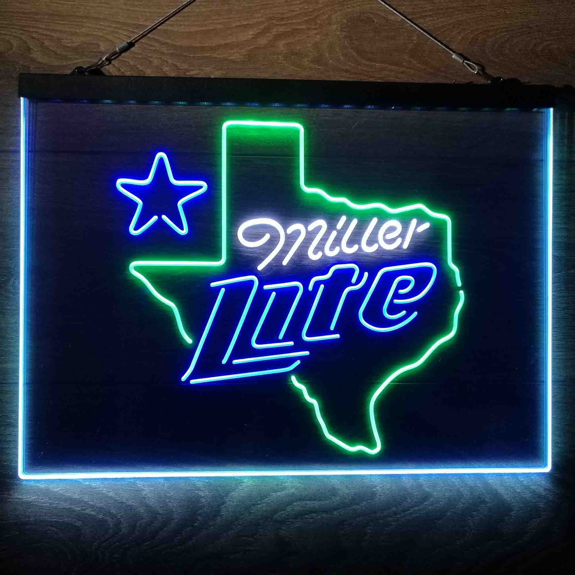 Miller Texas Star Beer  Neon 3-Color LED Sign
