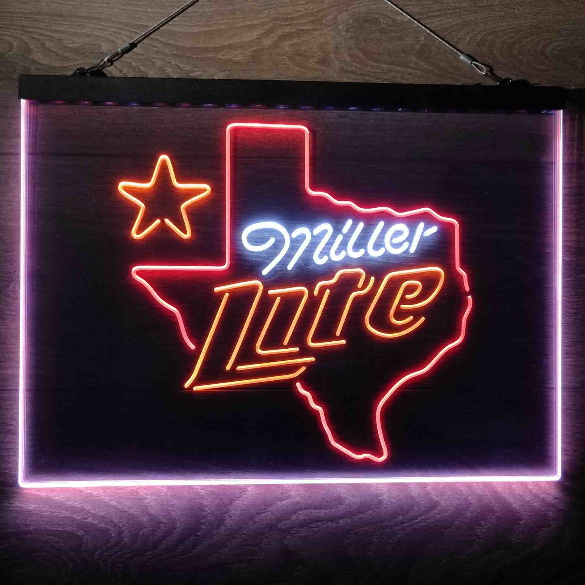 Miller Texas Star Beer Neon 3-Color LED Sign Neon 3-Color LED Sign