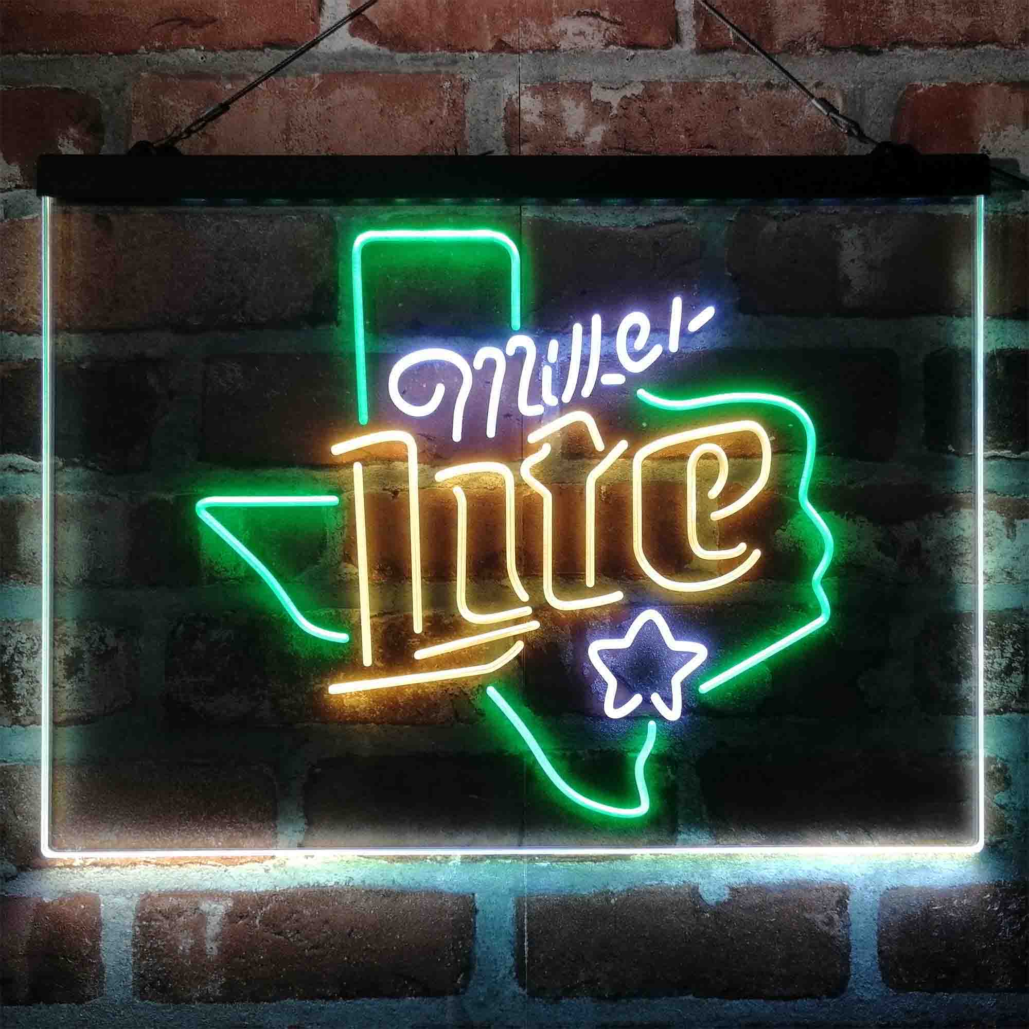 Miller Star Texas Beer  Neon 3-Color LED Sign