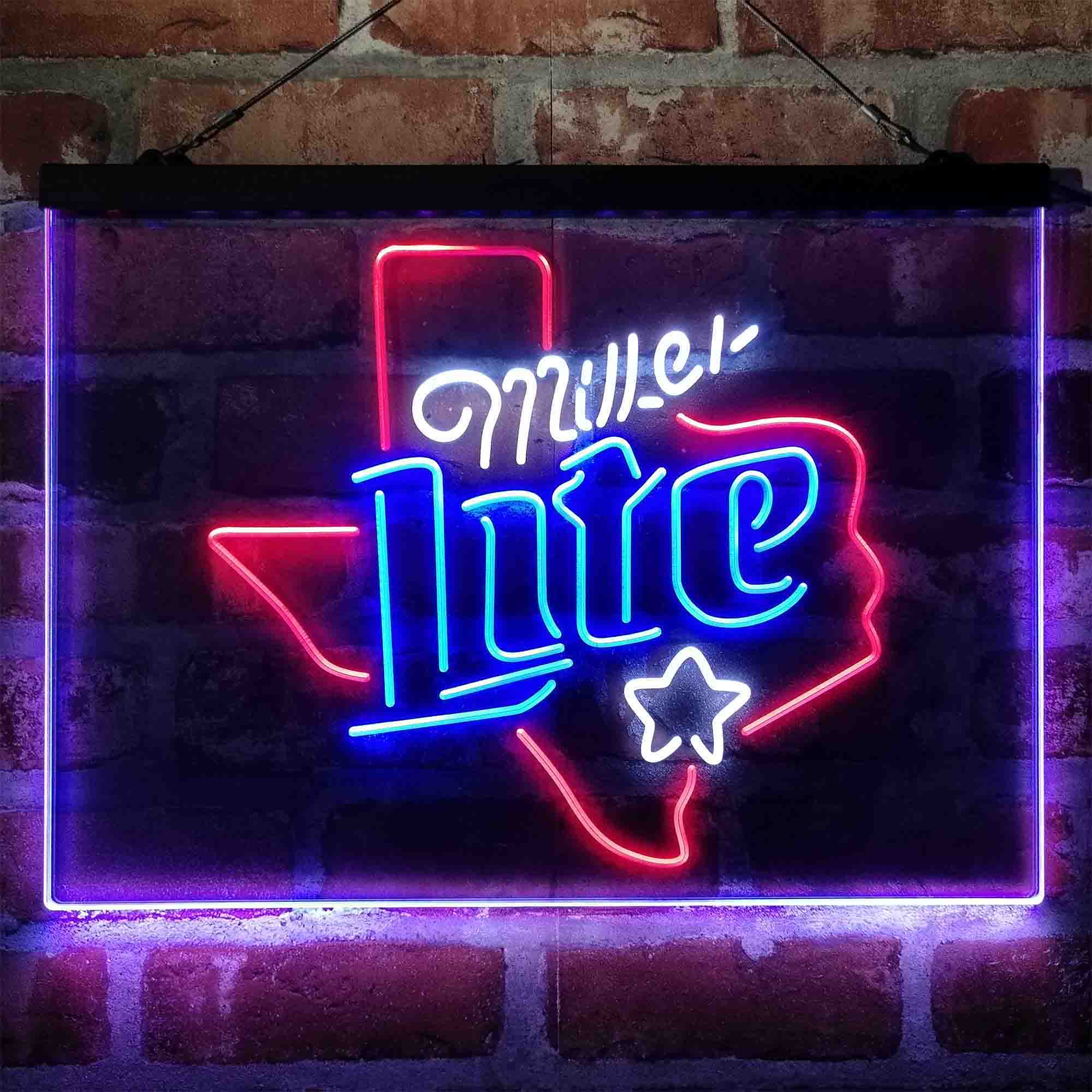 Miller Star Texas Beer  Neon 3-Color LED Sign