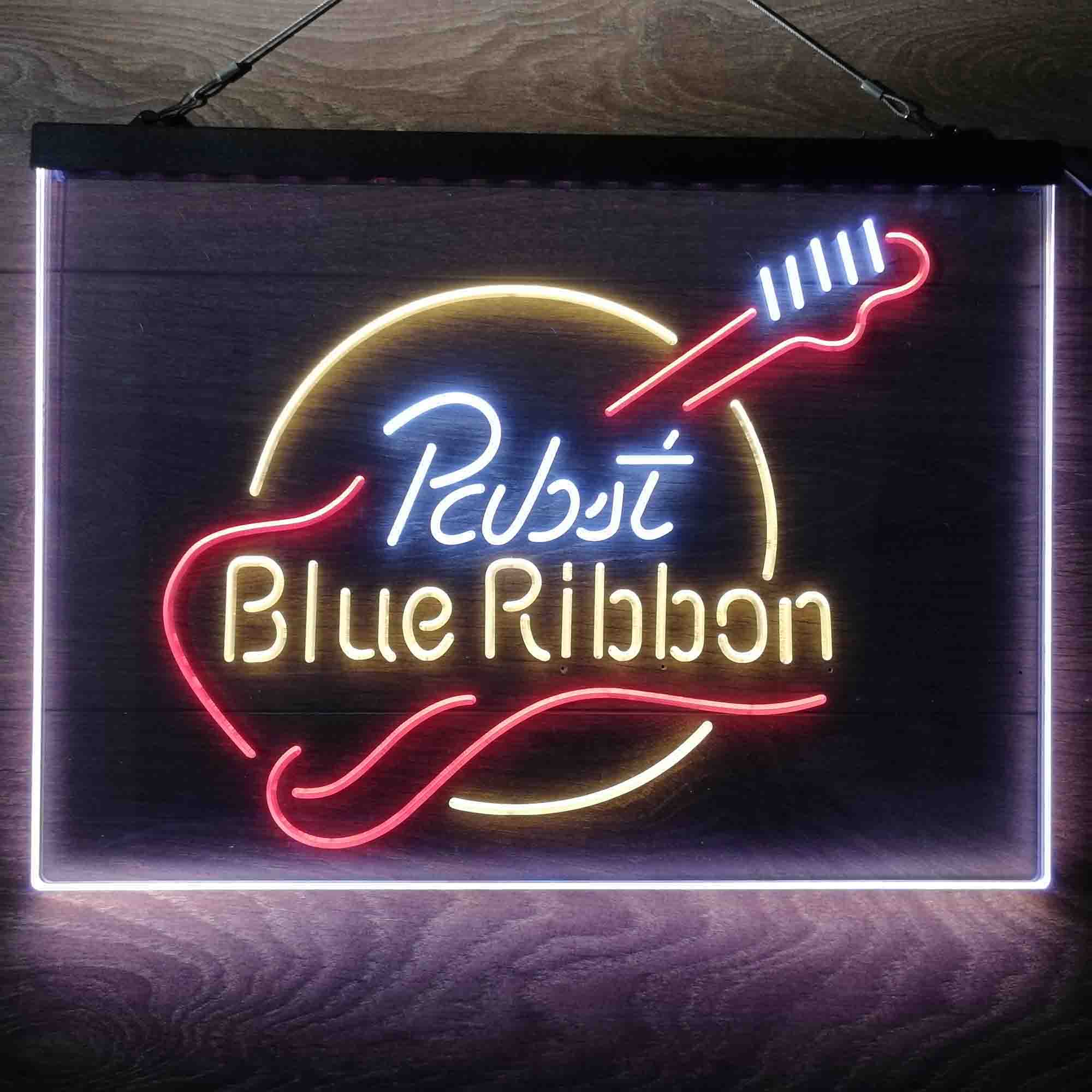 Pabst Blue Ribbon Guitar Neon-Like LED Sign