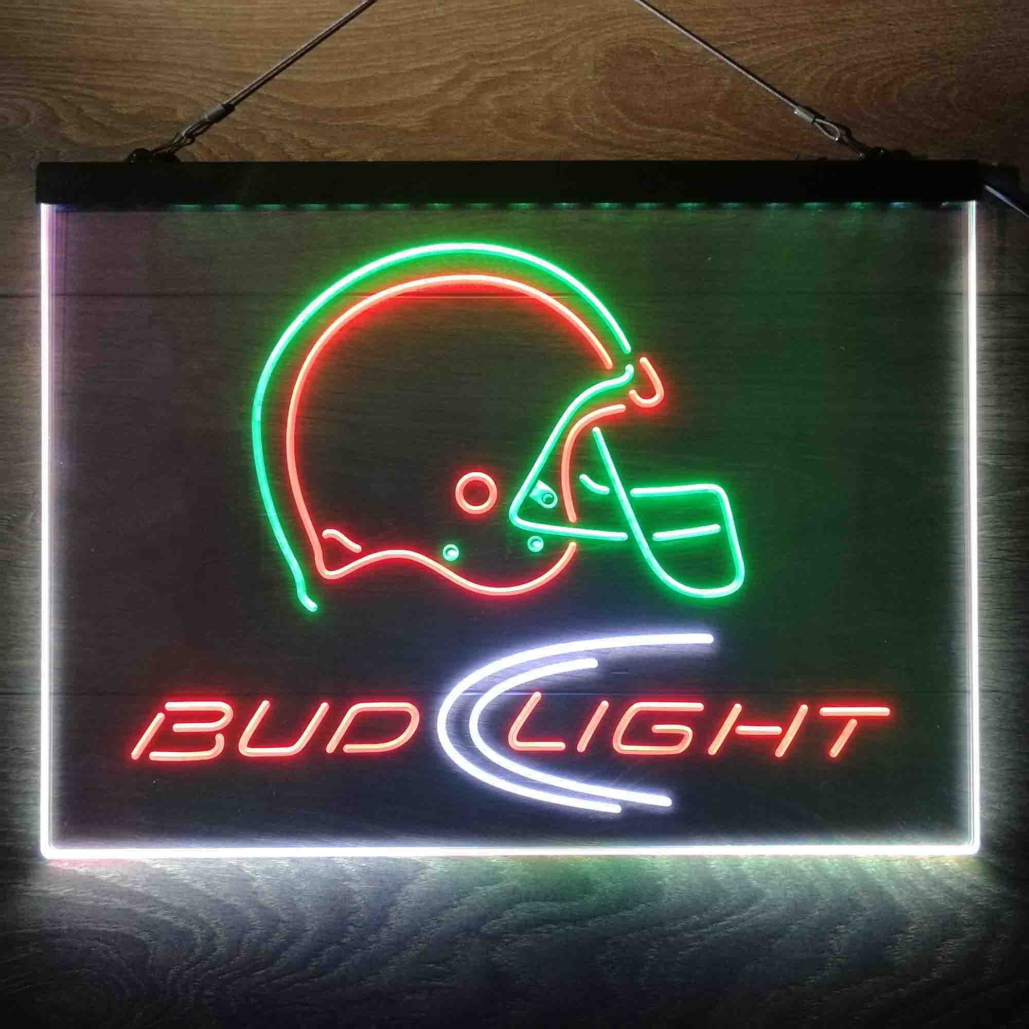 Bud Light Helmet  Neon 3-Color LED Sign