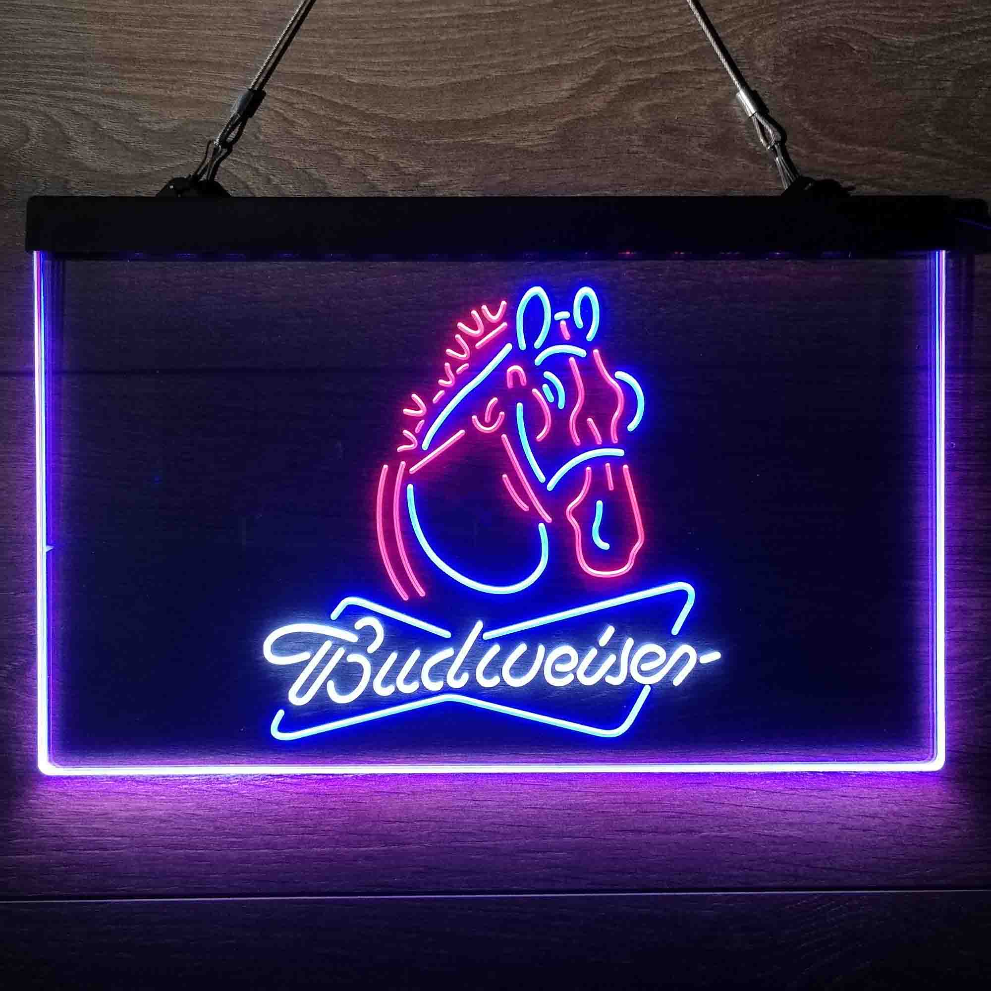 Budweiser Clydesdale Horse Head Neon 3-Color LED Sign