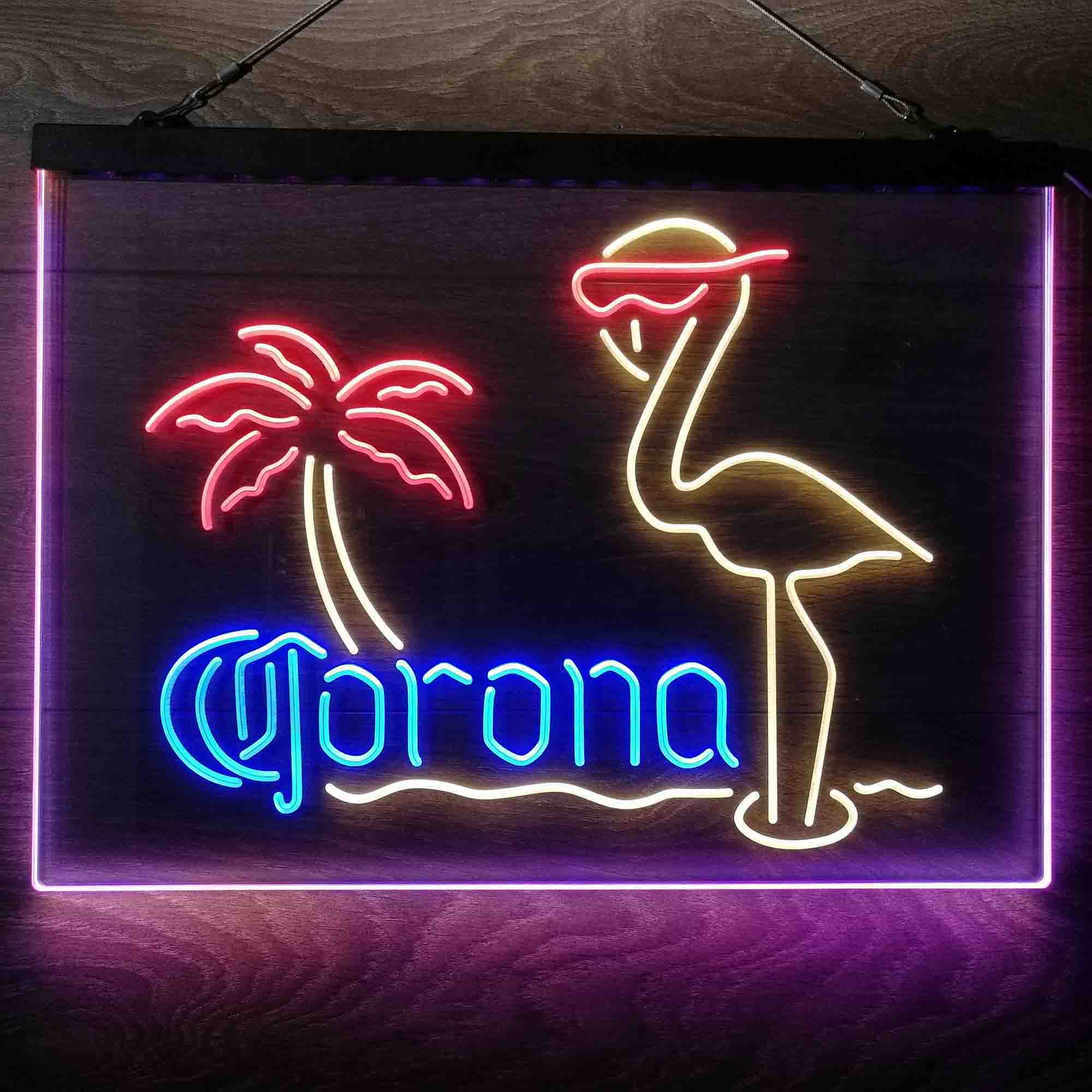 Corona Extra Pink Flamingo  Neon 3-Color LED Sign