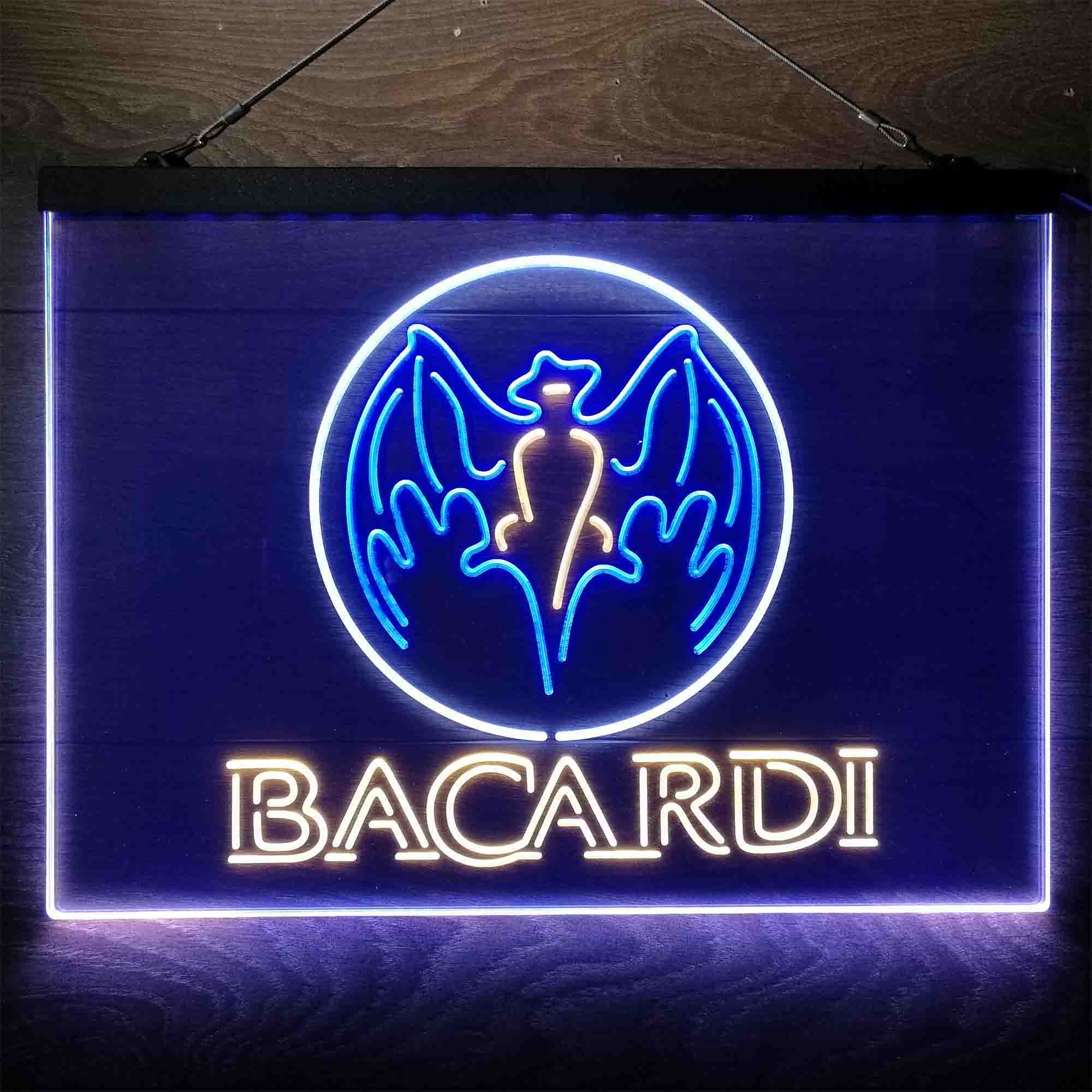 Bacardi Bat Man Cave  Neon 3-Color LED Sign