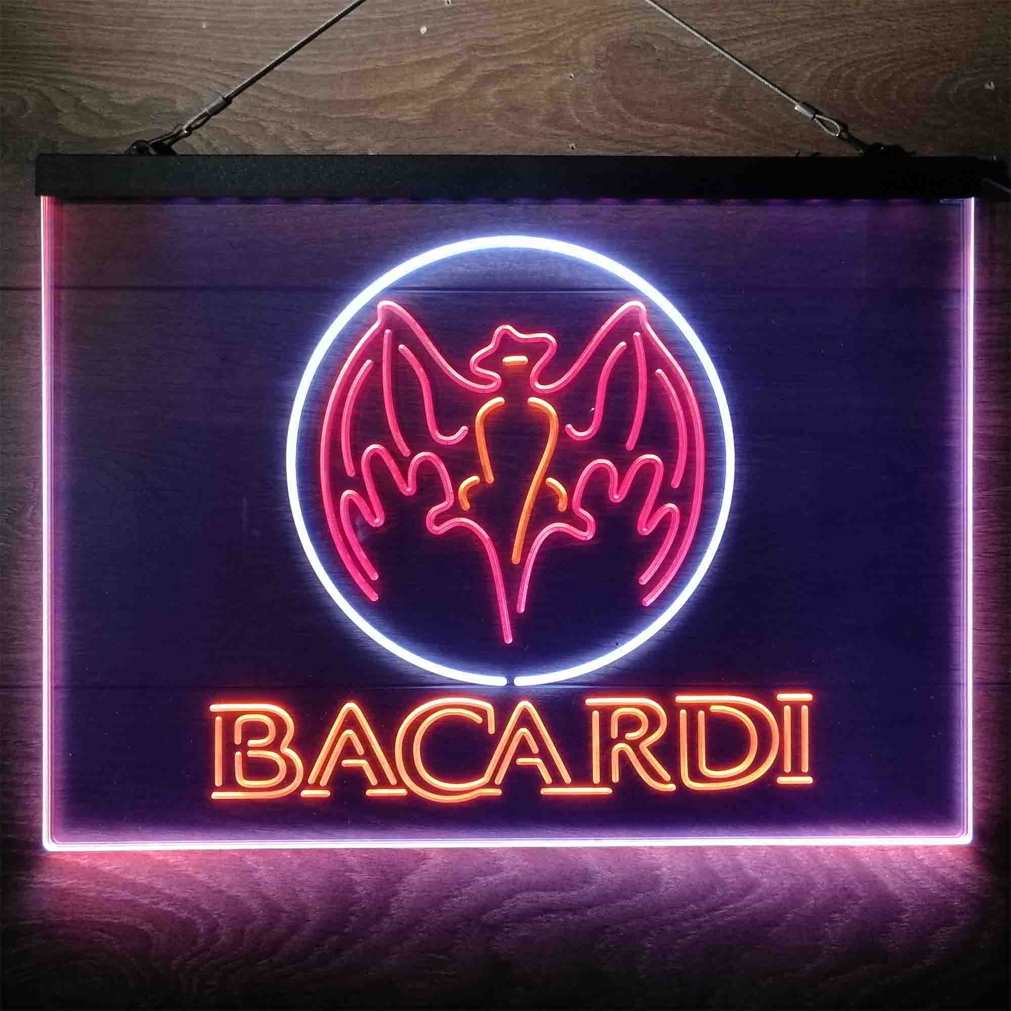 Bacardi Bat Man Cave  Neon 3-Color LED Sign