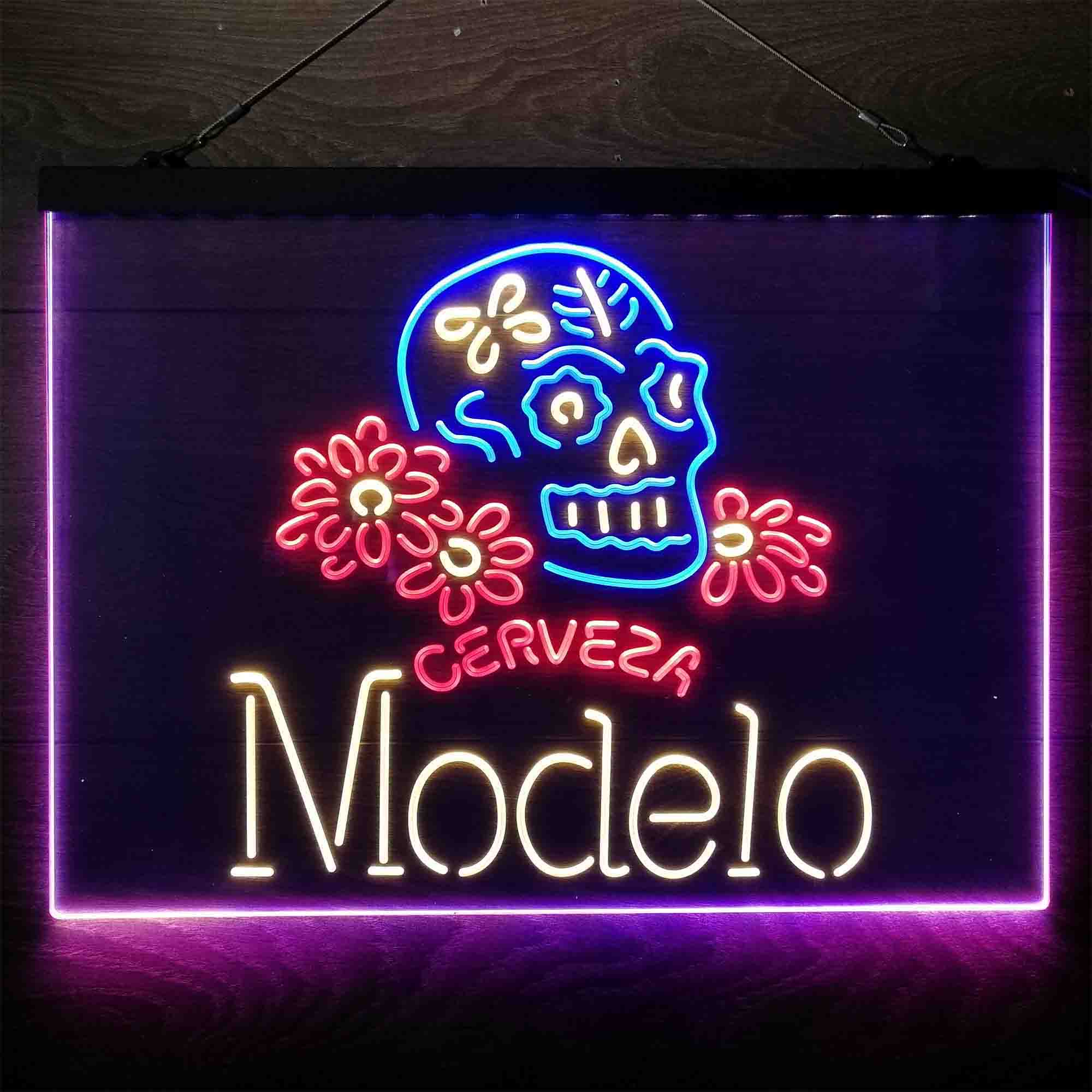 Cerveza Modelo Skull Neon 3-Color LED Sign Neon 3-Color LED Sign