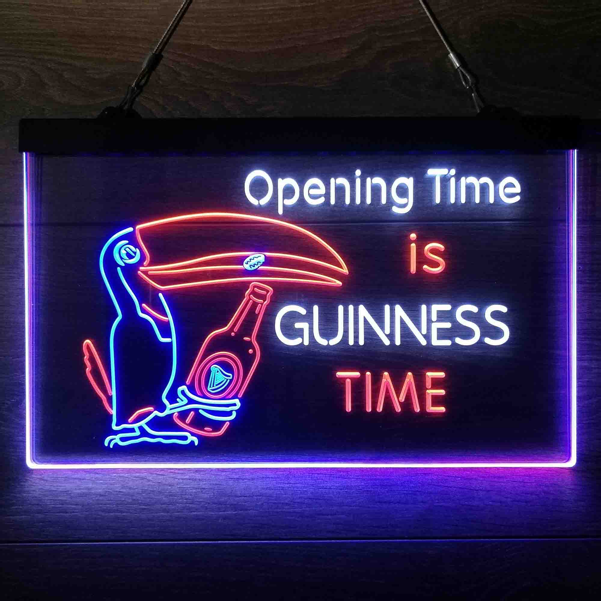 Guinnesss Time Opening Beer Neon 3-Color LED Sign