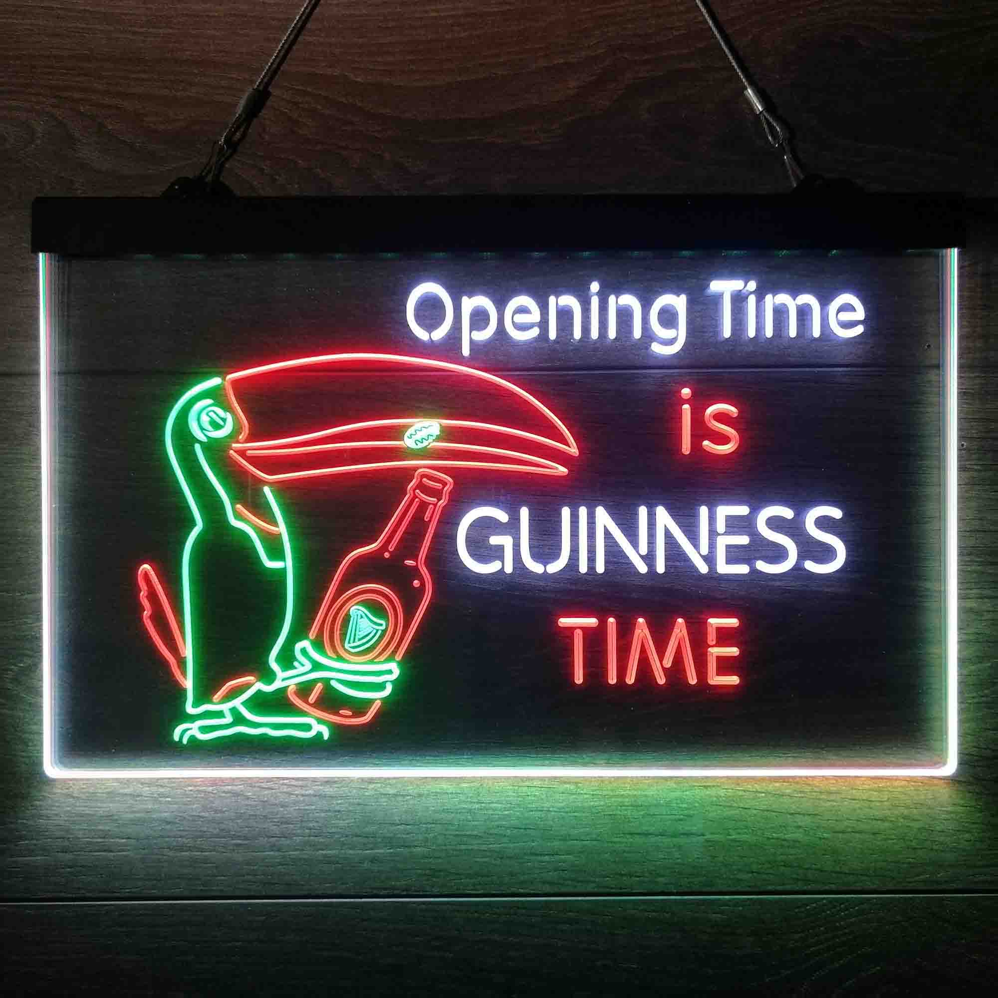 Guinnesss Time Opening Beer Neon 3-Color LED Sign