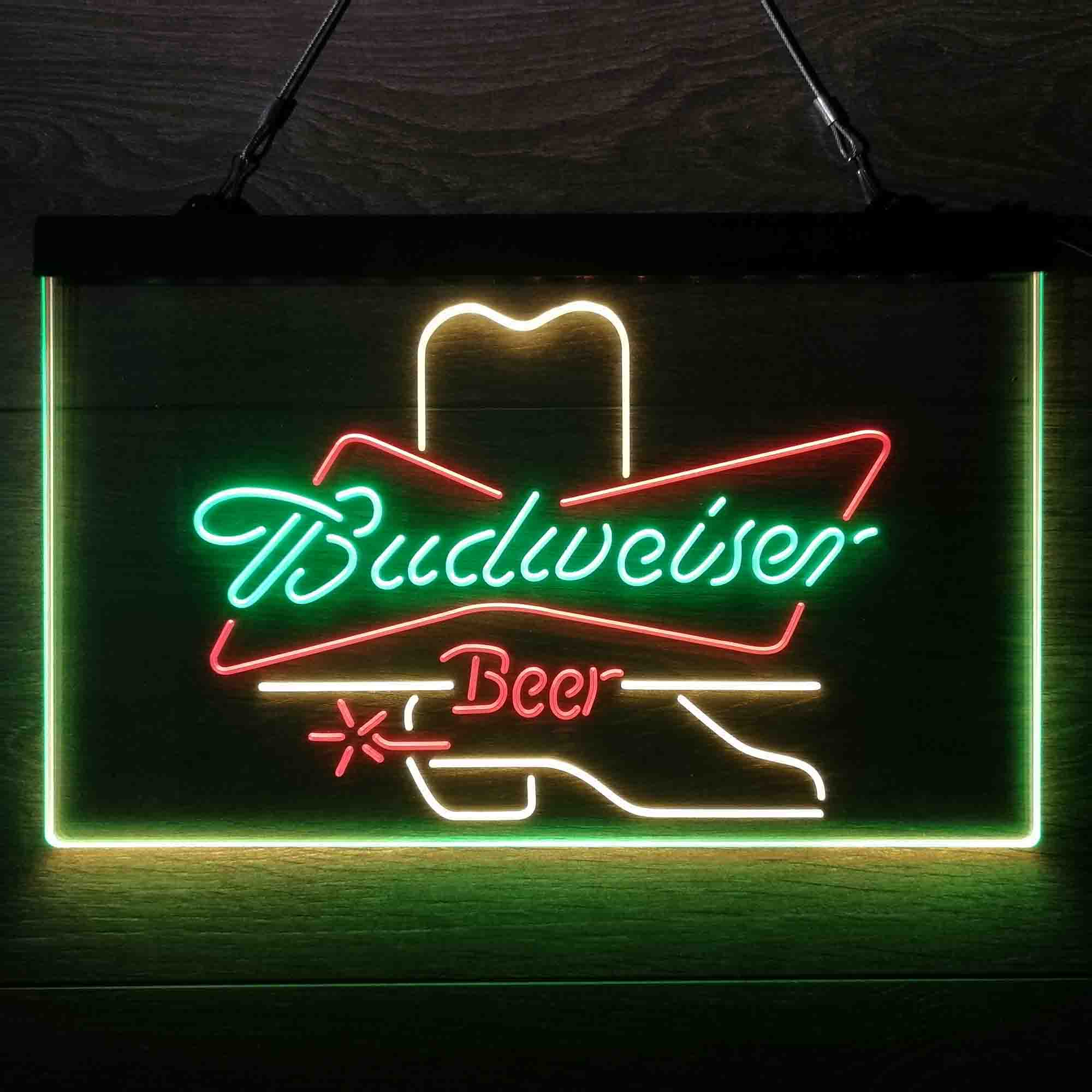 Budweiser Cowboys Boot Neon 3-Color LED Sign
