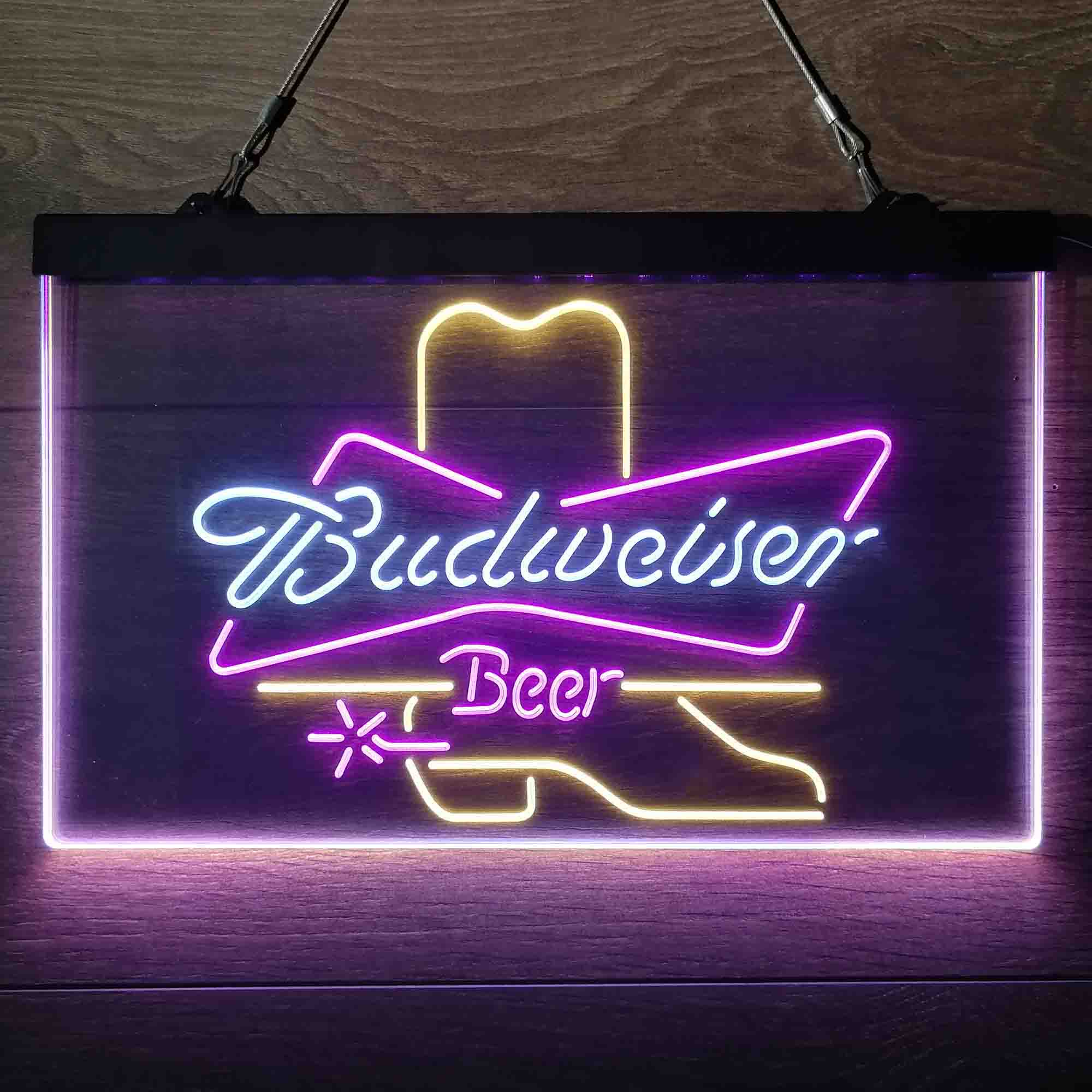 Budweiser Cowboys Boot Neon 3-Color LED Sign