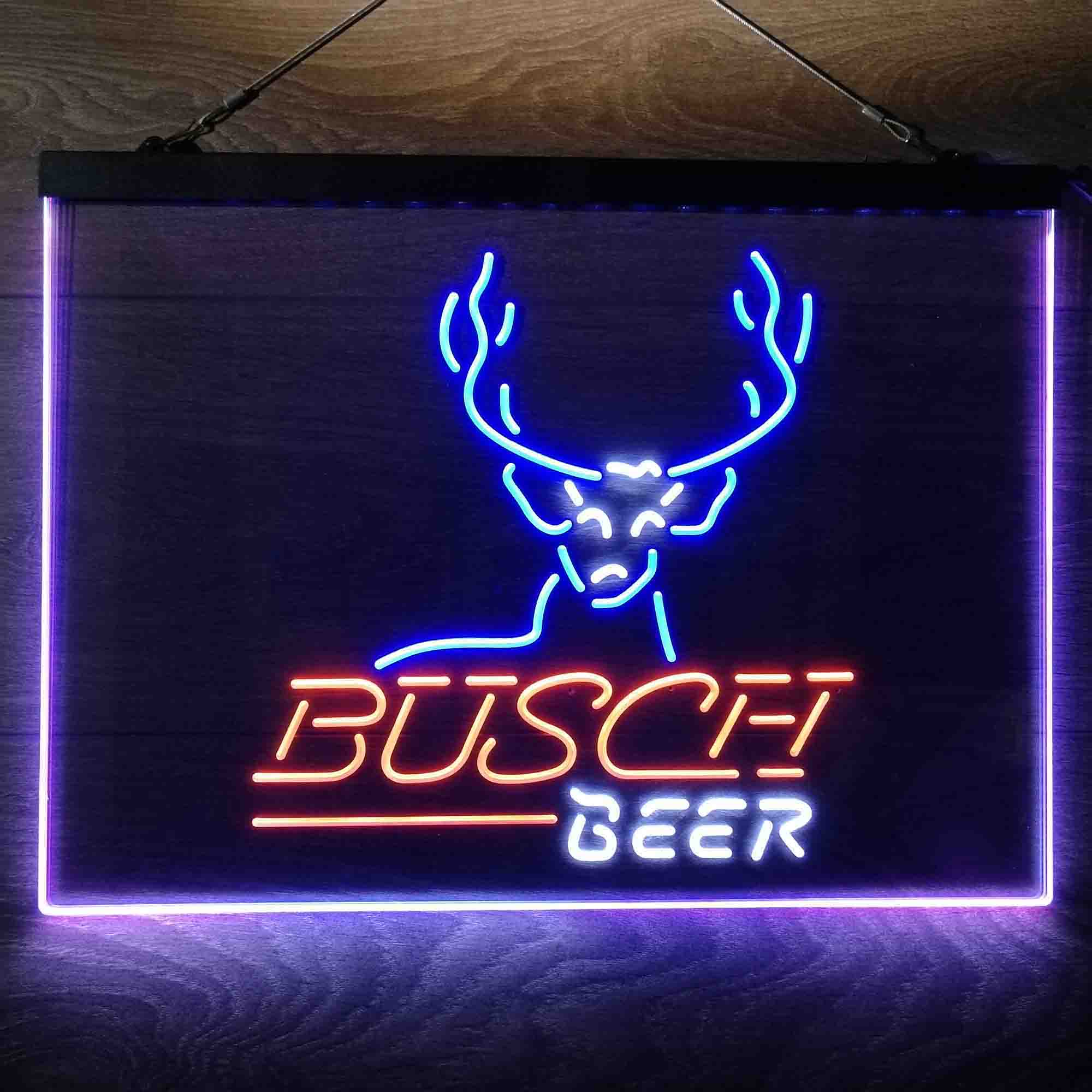 Buschs Beer Cabin Deer Hunt  Neon 3-Color LED Sign